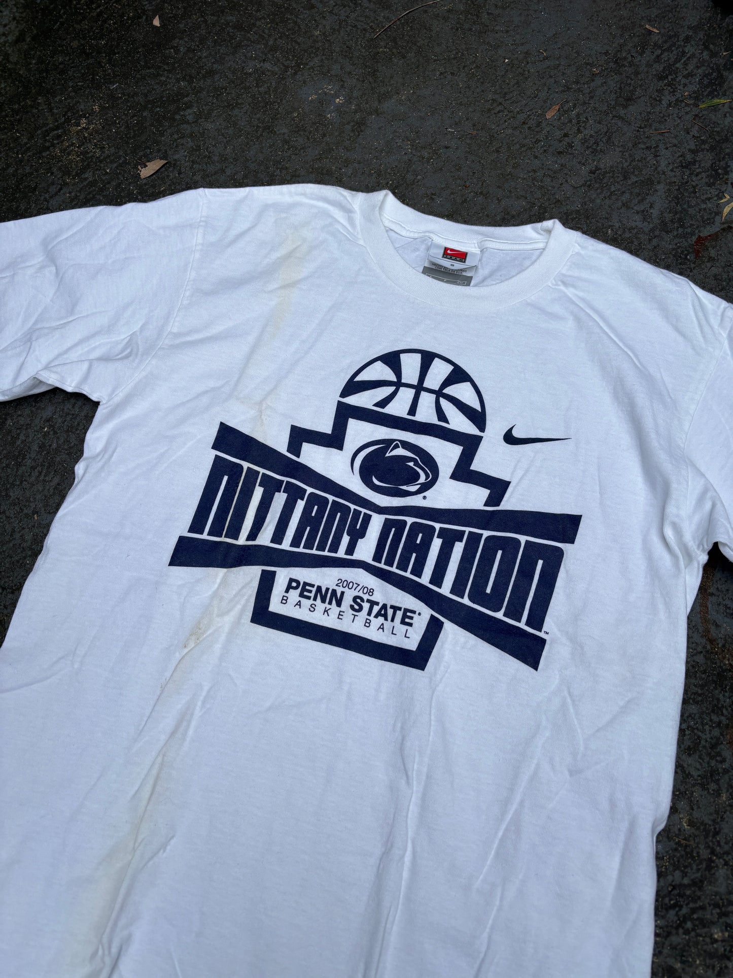 Vintage Y2K Nike Penn State Basketball T-shirt Sz S White Graphic Print College