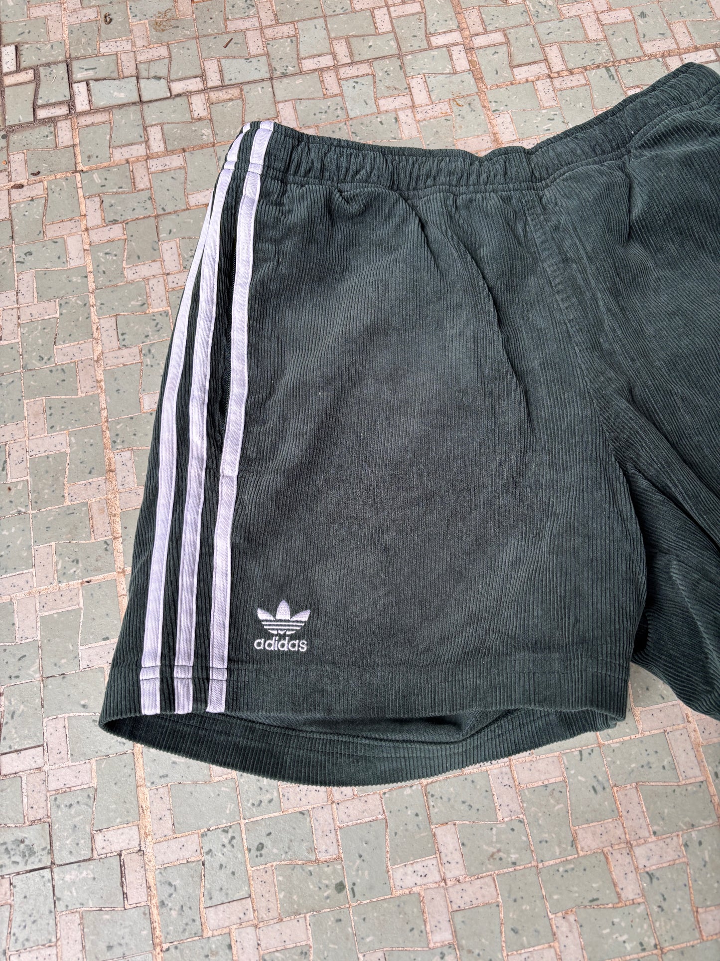 Adidas x Noah Corduroy Shorts Size S Green Night Three Stripe Above Knee Cords