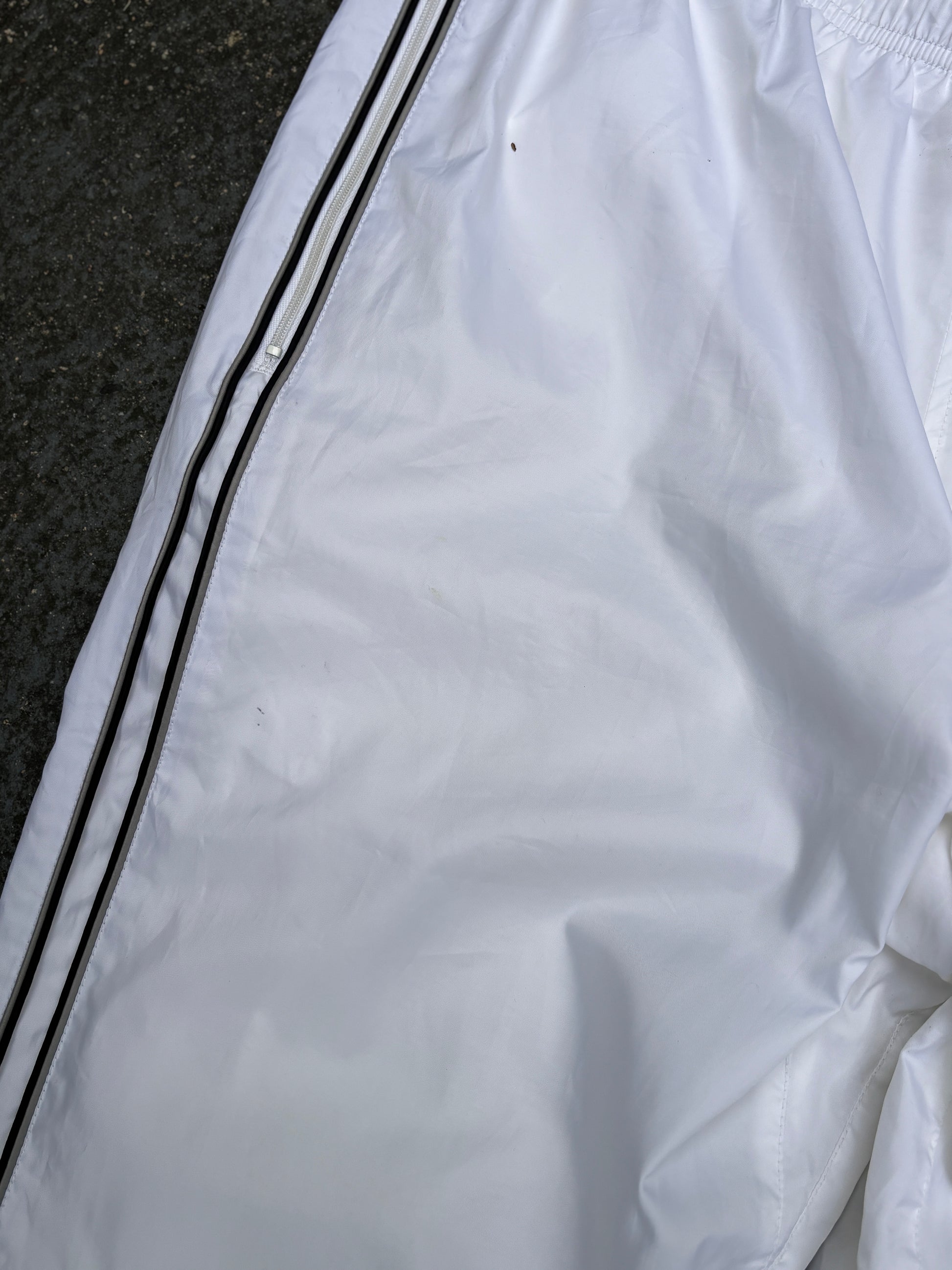 Vintage Y2K Nike Track Pants L White Grey Side Detail Wide Leg Ankle Zip Windbreakers