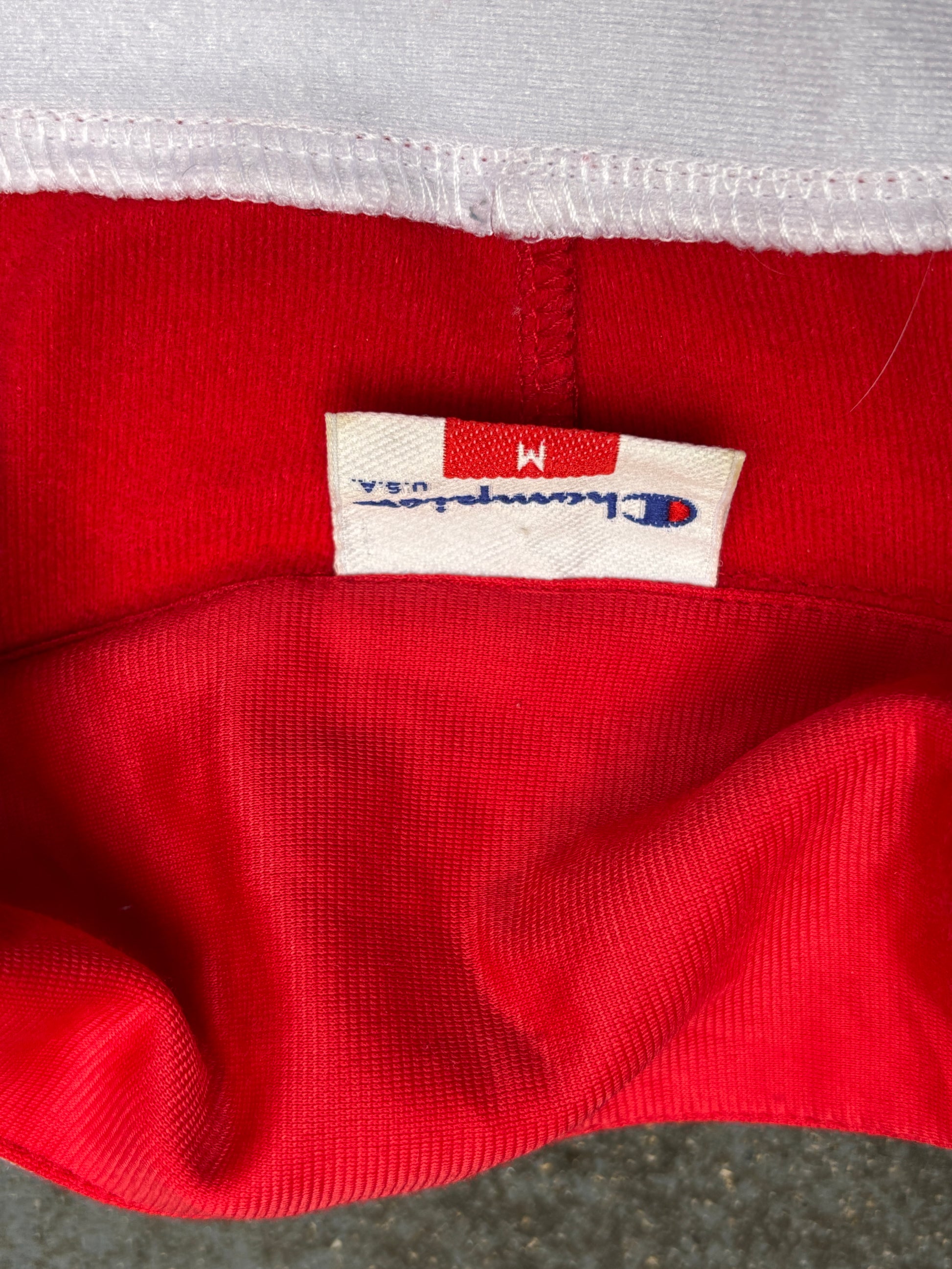 Vintage 90s Champion Pro Warm Up Jacket Size M Oversized White Logo Tape Button