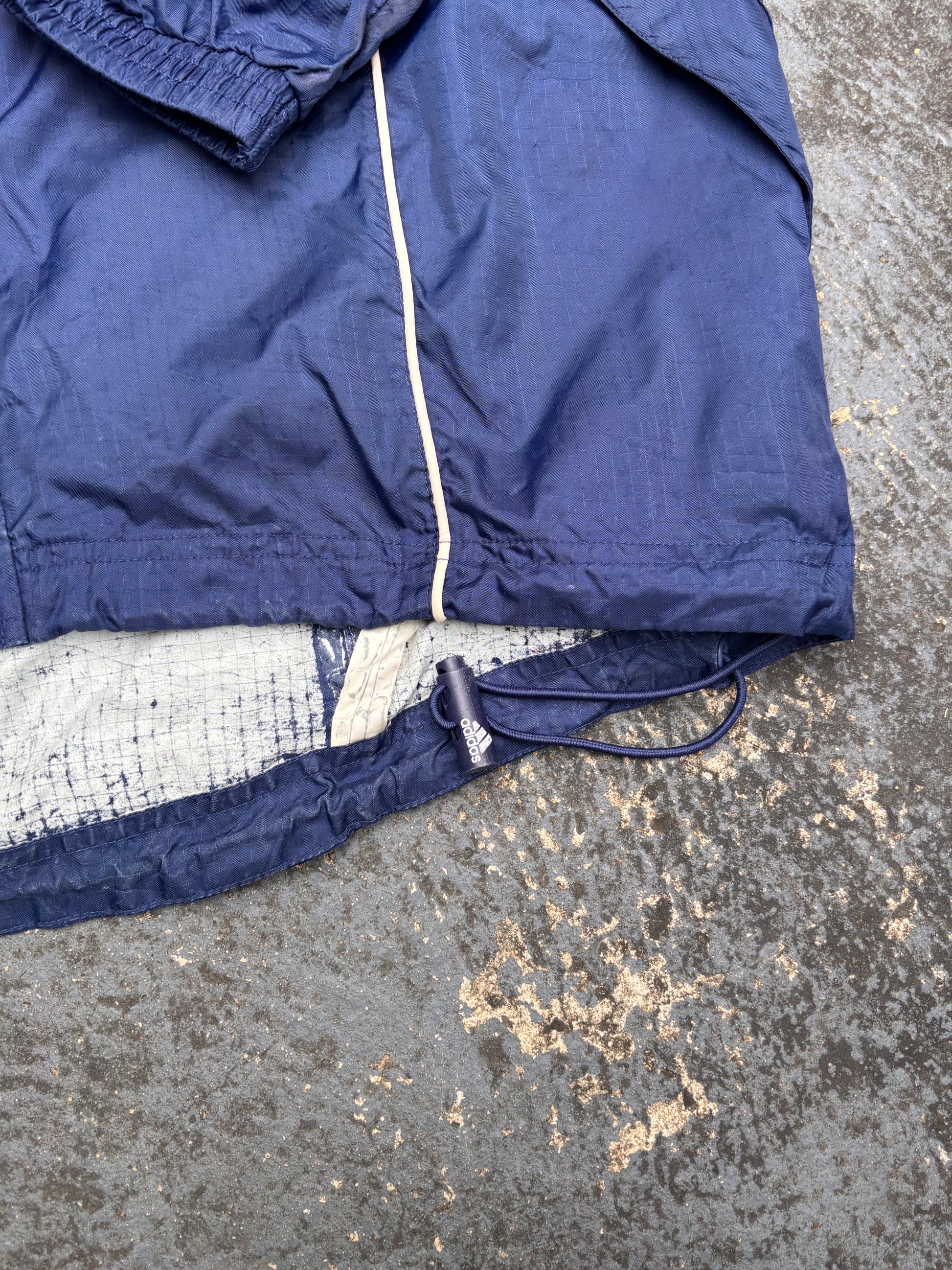 Vintage Adidas Droit Au But Jacket Size M Navy Chest Logo Nylon Windbreaker w Hood