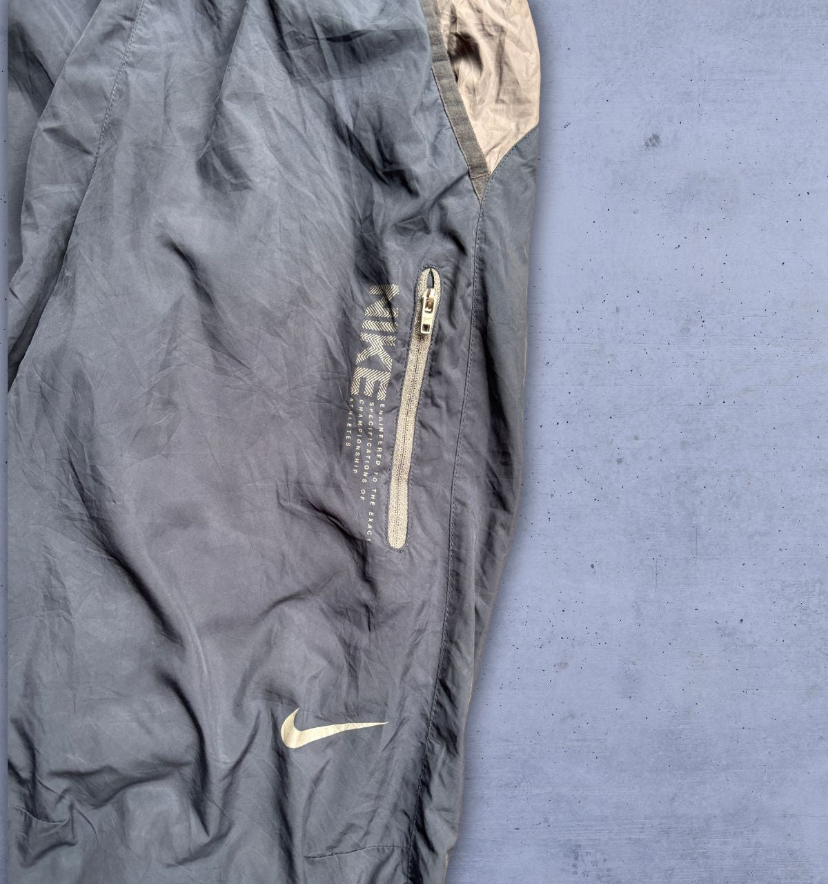 Classic Nike Track Pants Women’s XS/S Grey Blue Spell Out Wide Leg Tech Wear