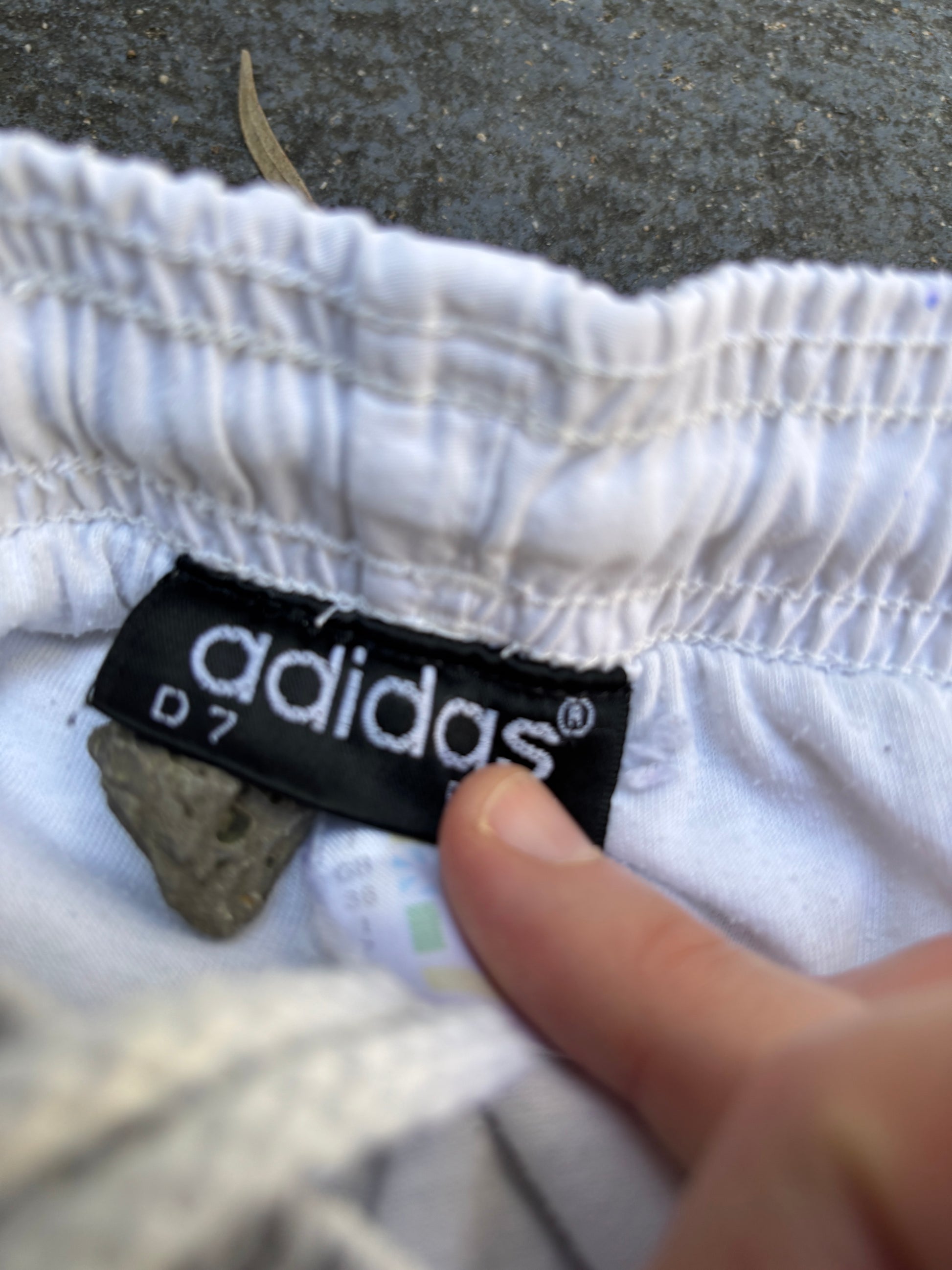 Vintage 90s Adidas Track Pants Size L White Black Logo Straight Leg Cuffed