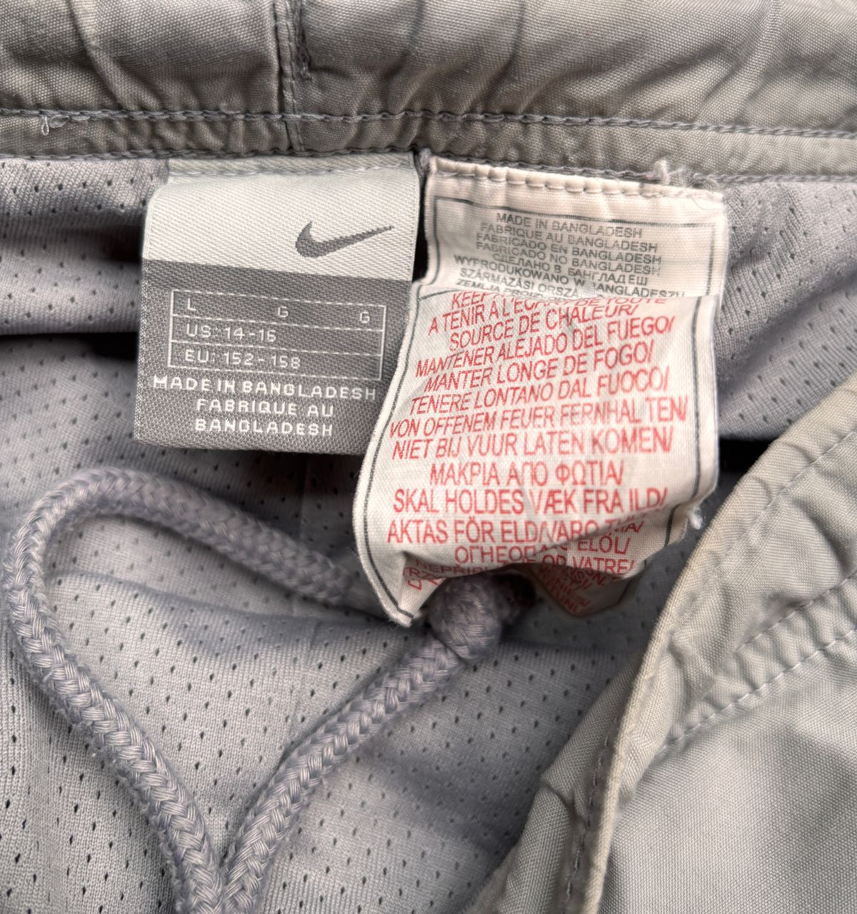 Vintage Y2K Nike Track Pants Women’s M Grey Blue Detail Swoosh Badge Wide Leg