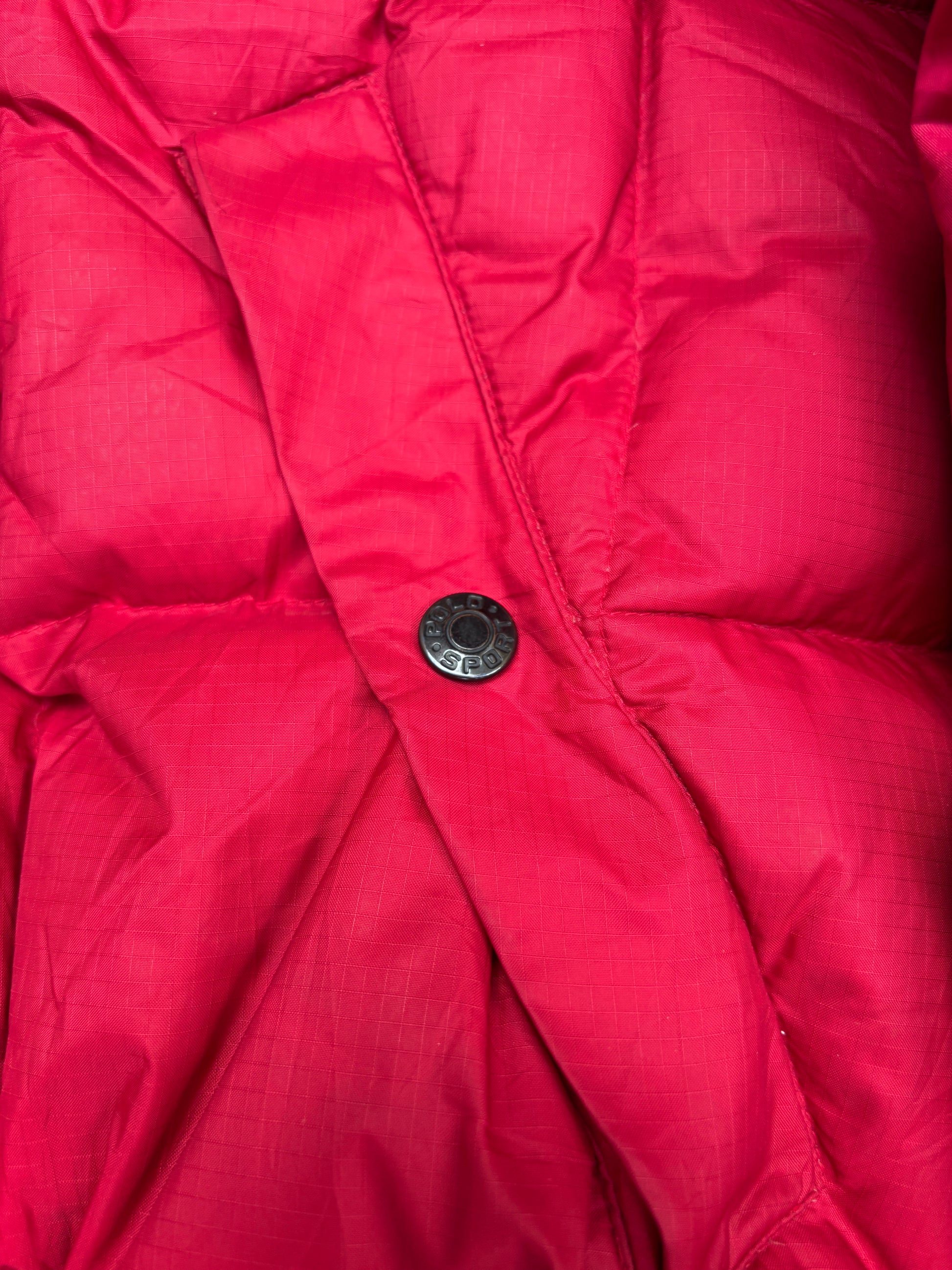 Vintage 90s Polo Ralph Lauren Down Jacket Sz M Red Puffer Embroidered Logo Boxy