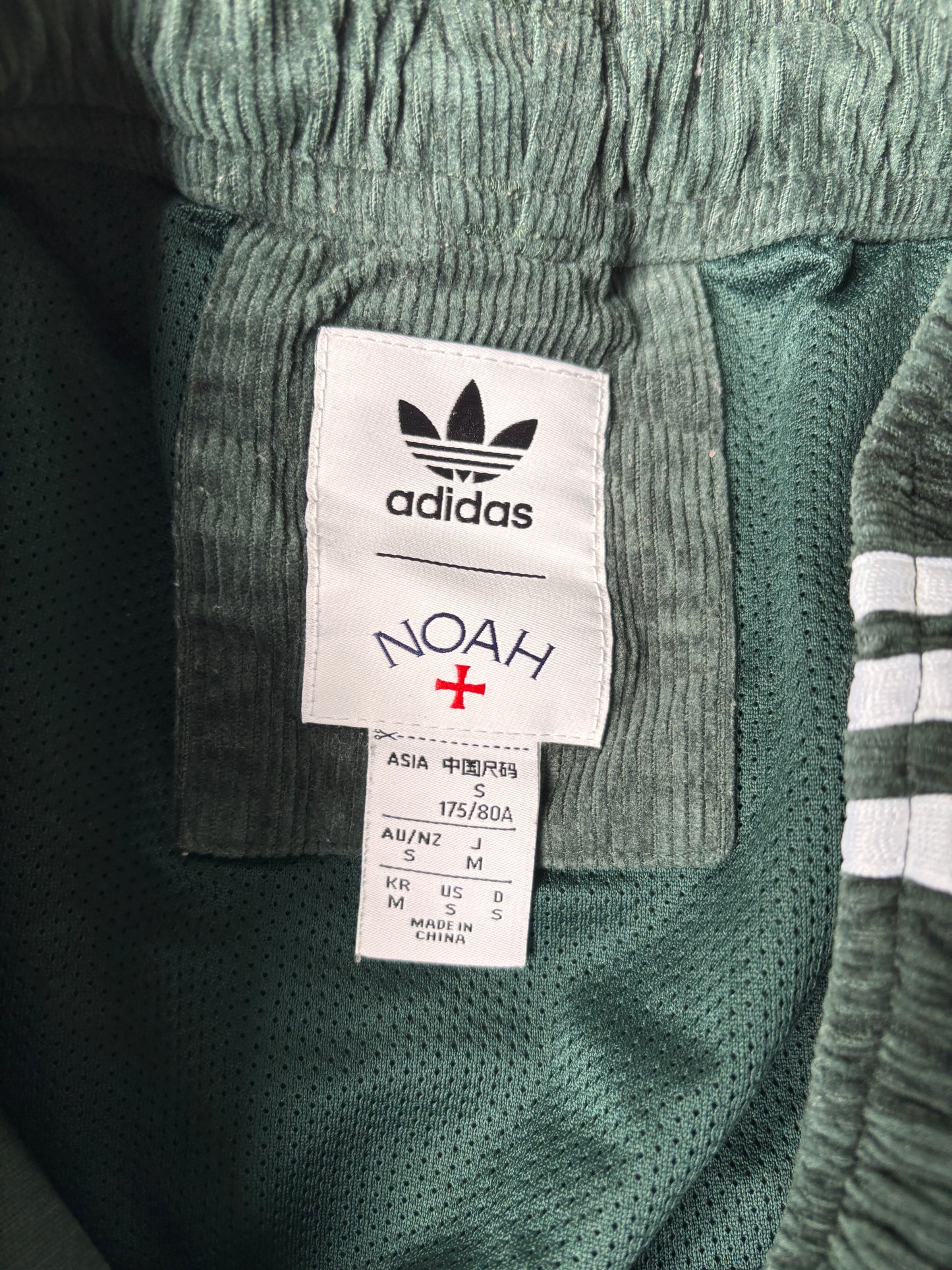 Adidas x Noah Corduroy Shorts Size S Green Night Three Stripe Above Knee Cords