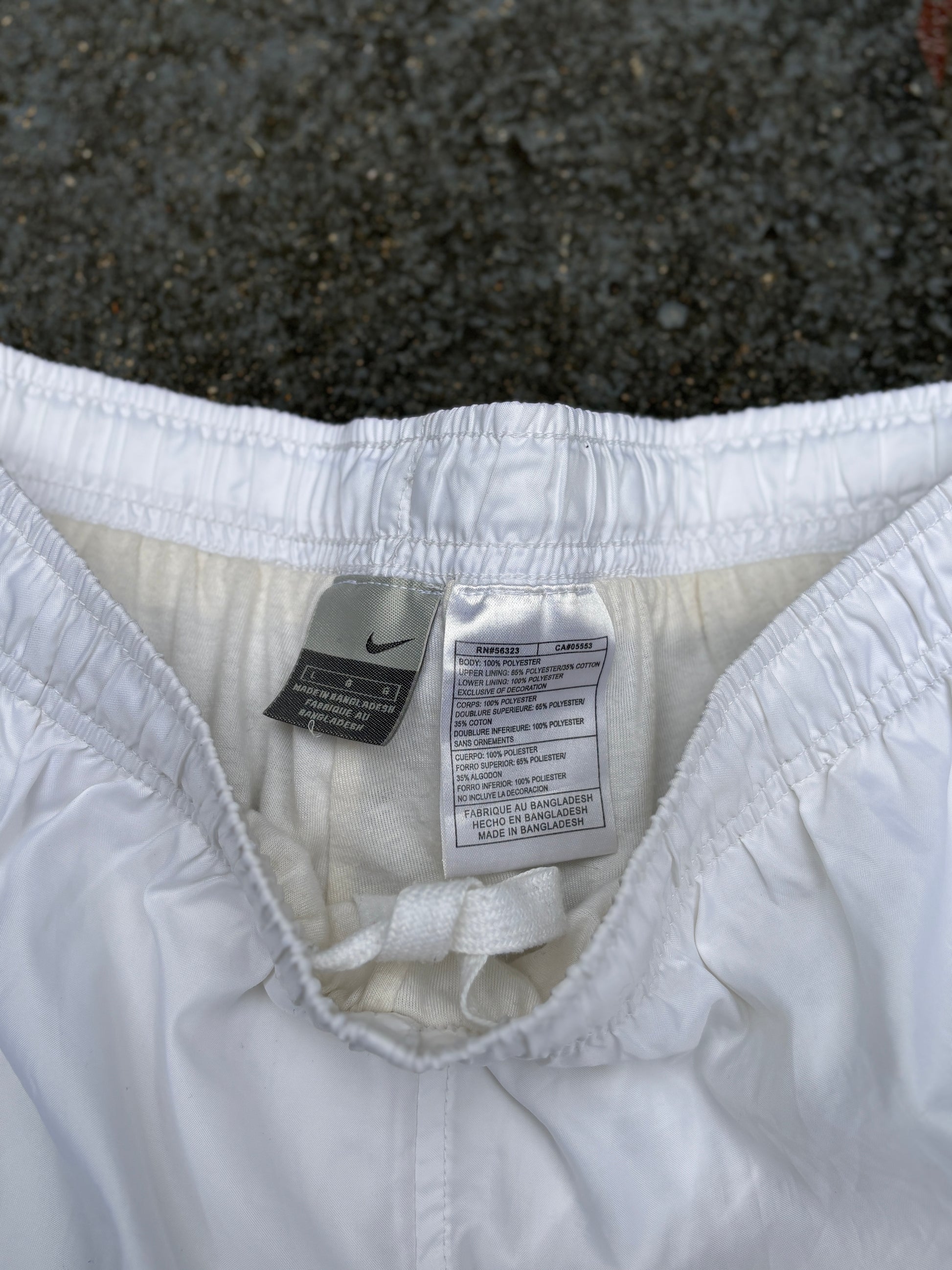 Vintage Y2K Nike Track Pants L White Grey Side Detail Wide Leg Ankle Zip Windbreakers