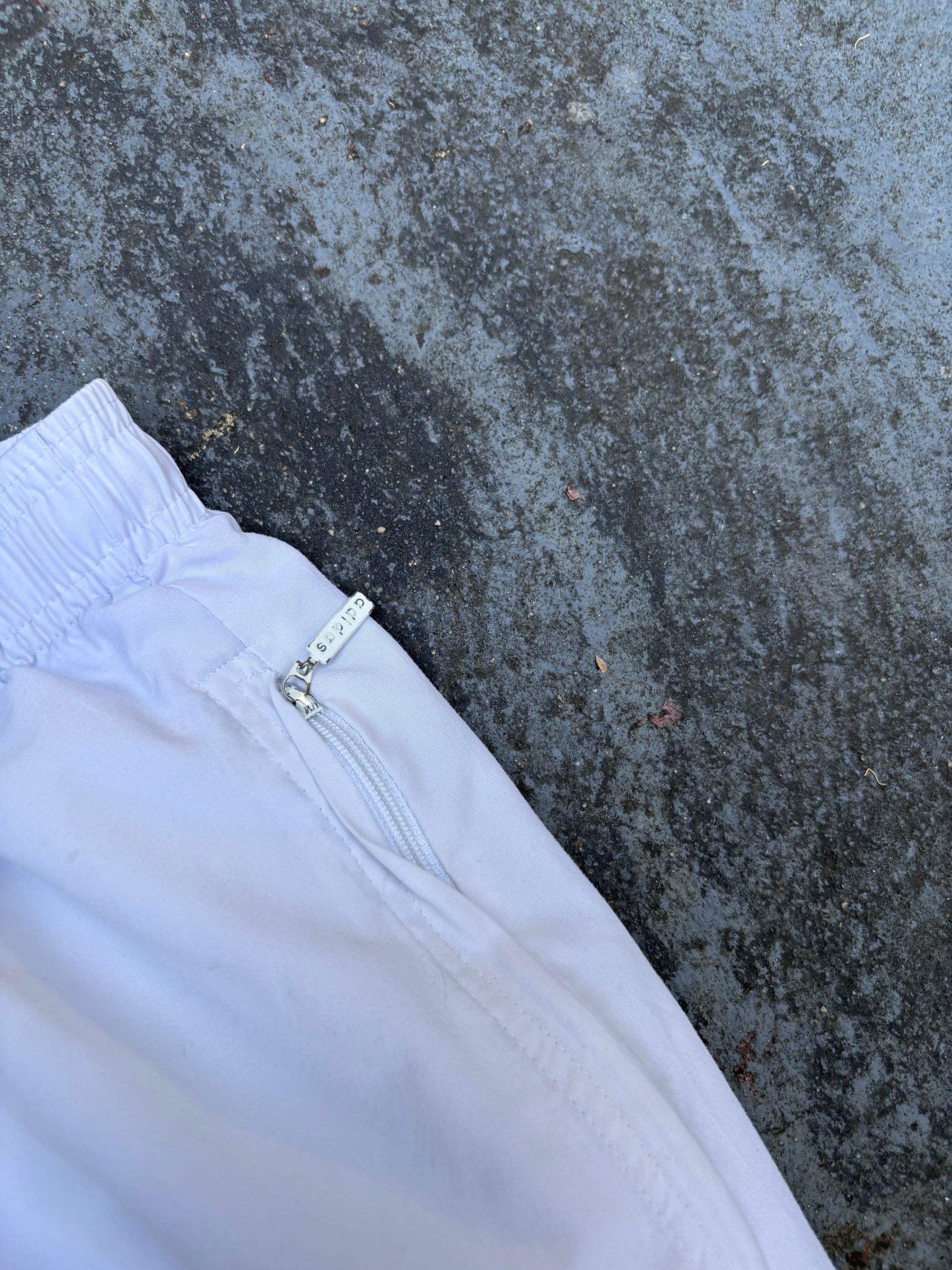 Vintage 90s Adidas Track Pants Size L White Black Logo Straight Leg Cuffed