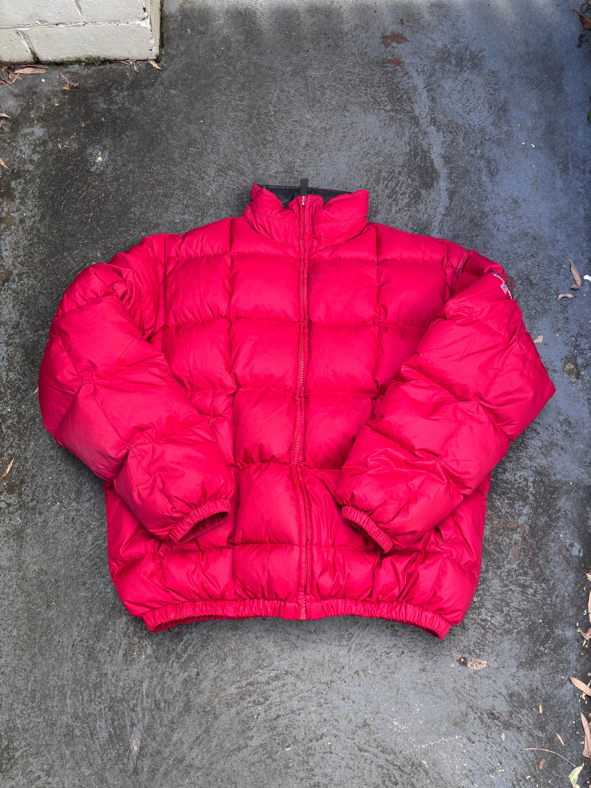 Vintage 90s Polo Ralph Lauren Down Jacket Sz M Red Puffer Embroidered Logo Boxy