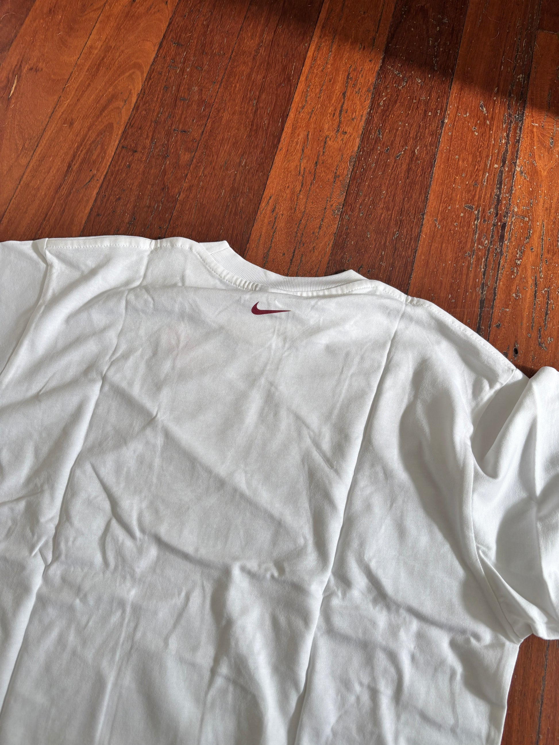 Vintage Y2K Nike T-shirt Size M White Roman Numeral Large Swoosh NWT Deadstock