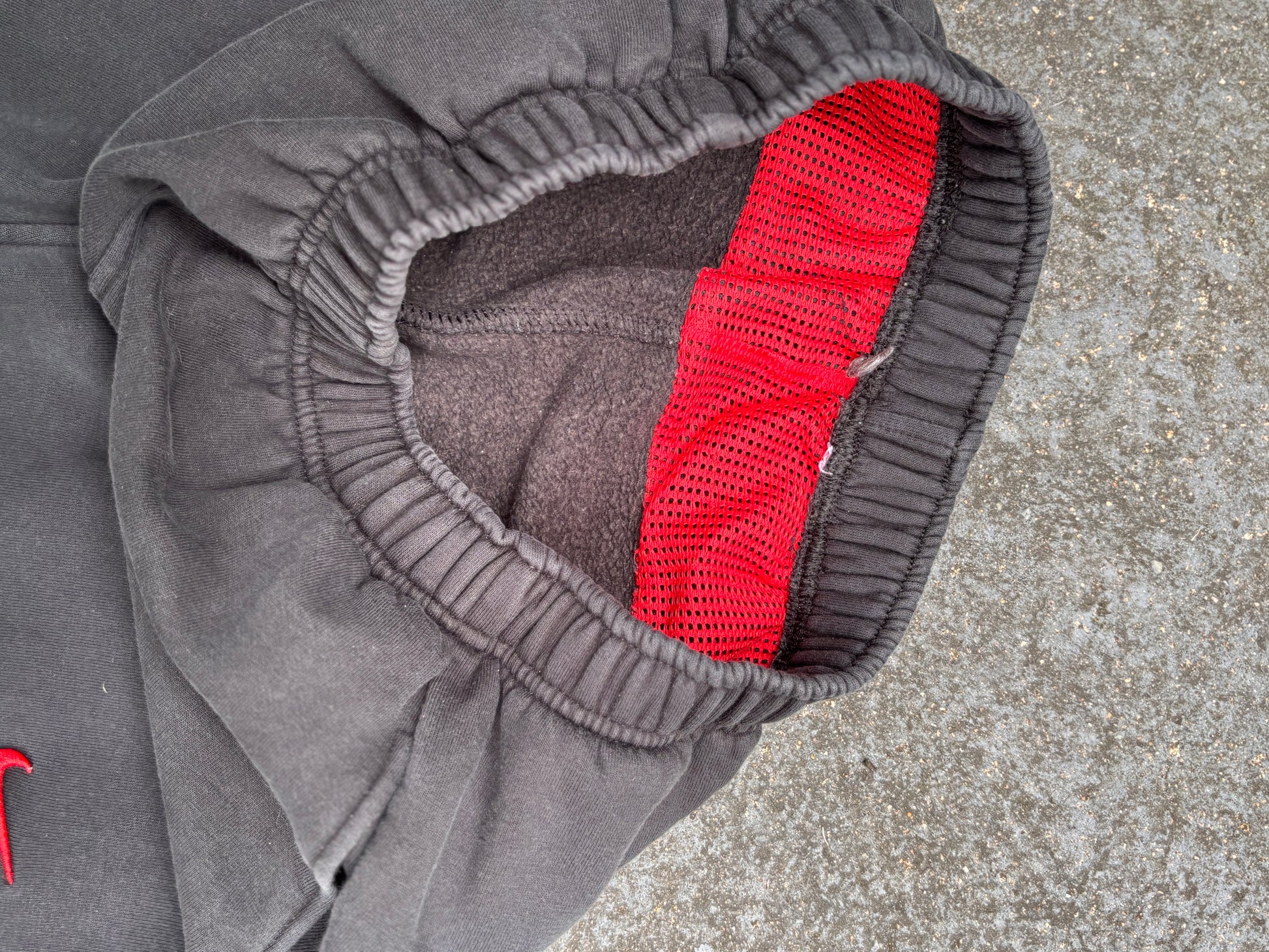 Vintage Y2K Nike Track Pants Size S Black Red Detail Wide Leg Fleece Joggers