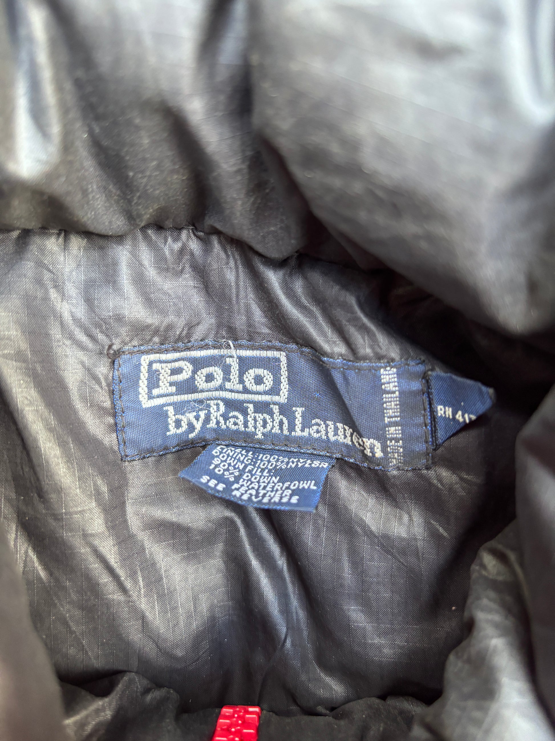 Vintage 90s Polo Ralph Lauren Down Jacket Sz M Red Puffer Embroidered Logo Boxy