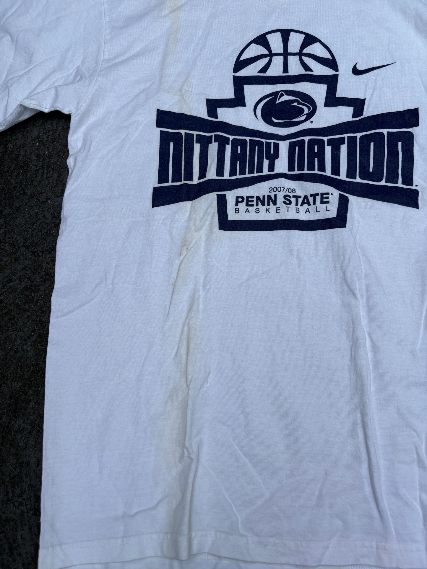 Vintage Y2K Nike Penn State Basketball T-shirt Sz S White Graphic Print College