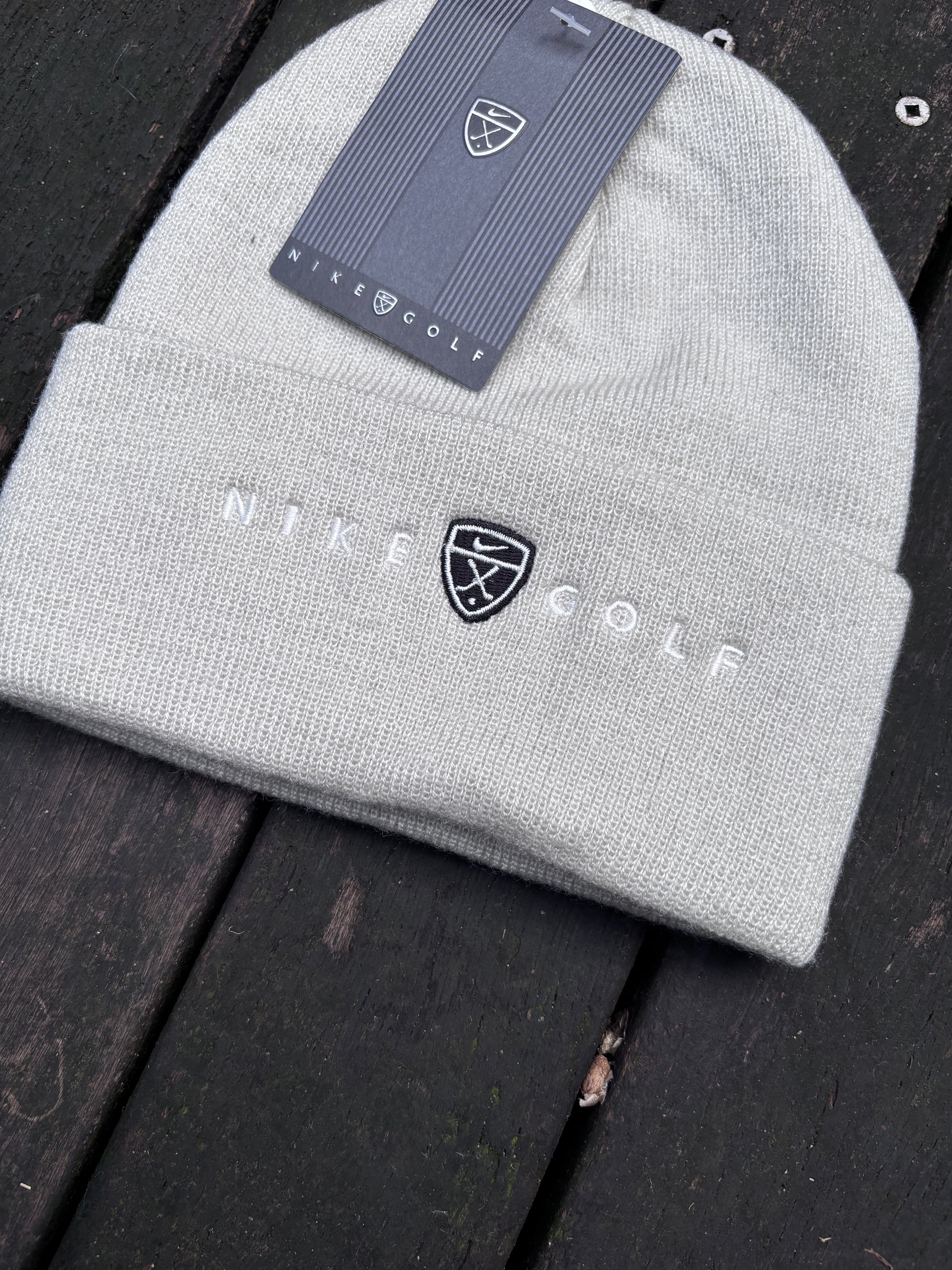 Vintage Y2K Nike Golf Beanie Hat OSFM Grey Spell Out Logo NWT Deadstock