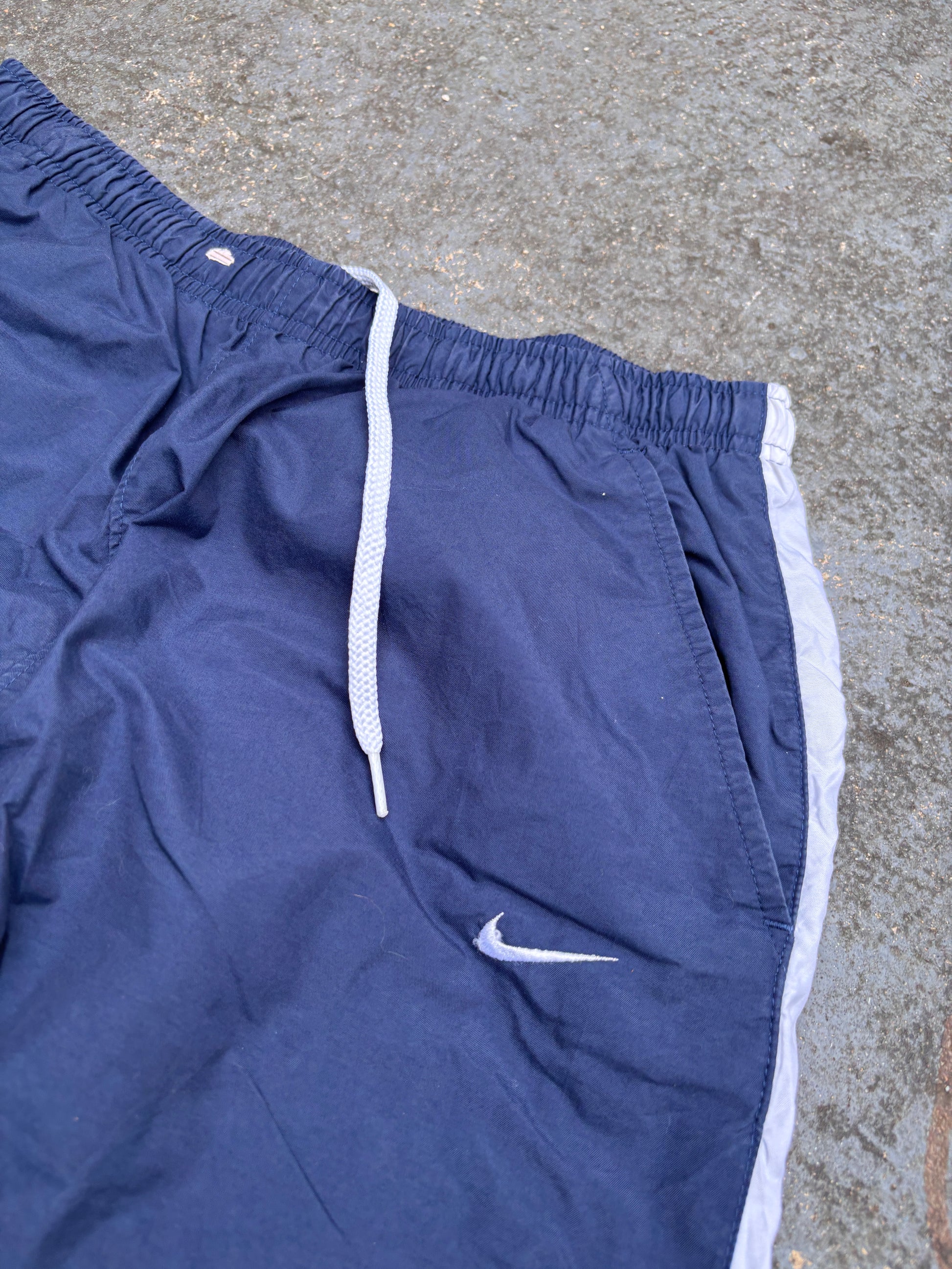 Vintage Y2K Nike Track Pants Womens M Navy White Detail 3/4 Length Wide Leg