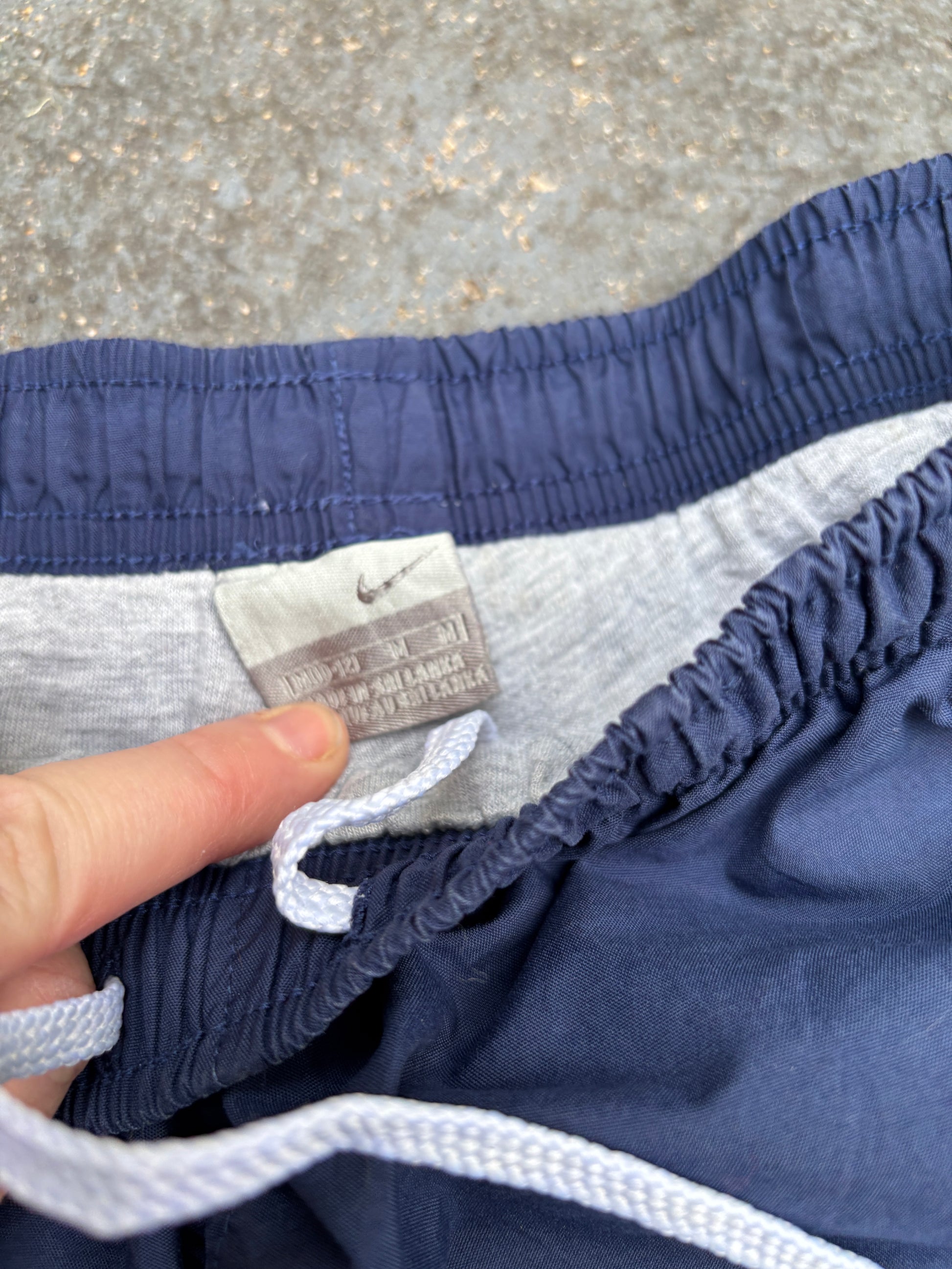 Vintage Y2K Nike Track Pants Womens M Navy White Detail 3/4 Length Wide Leg