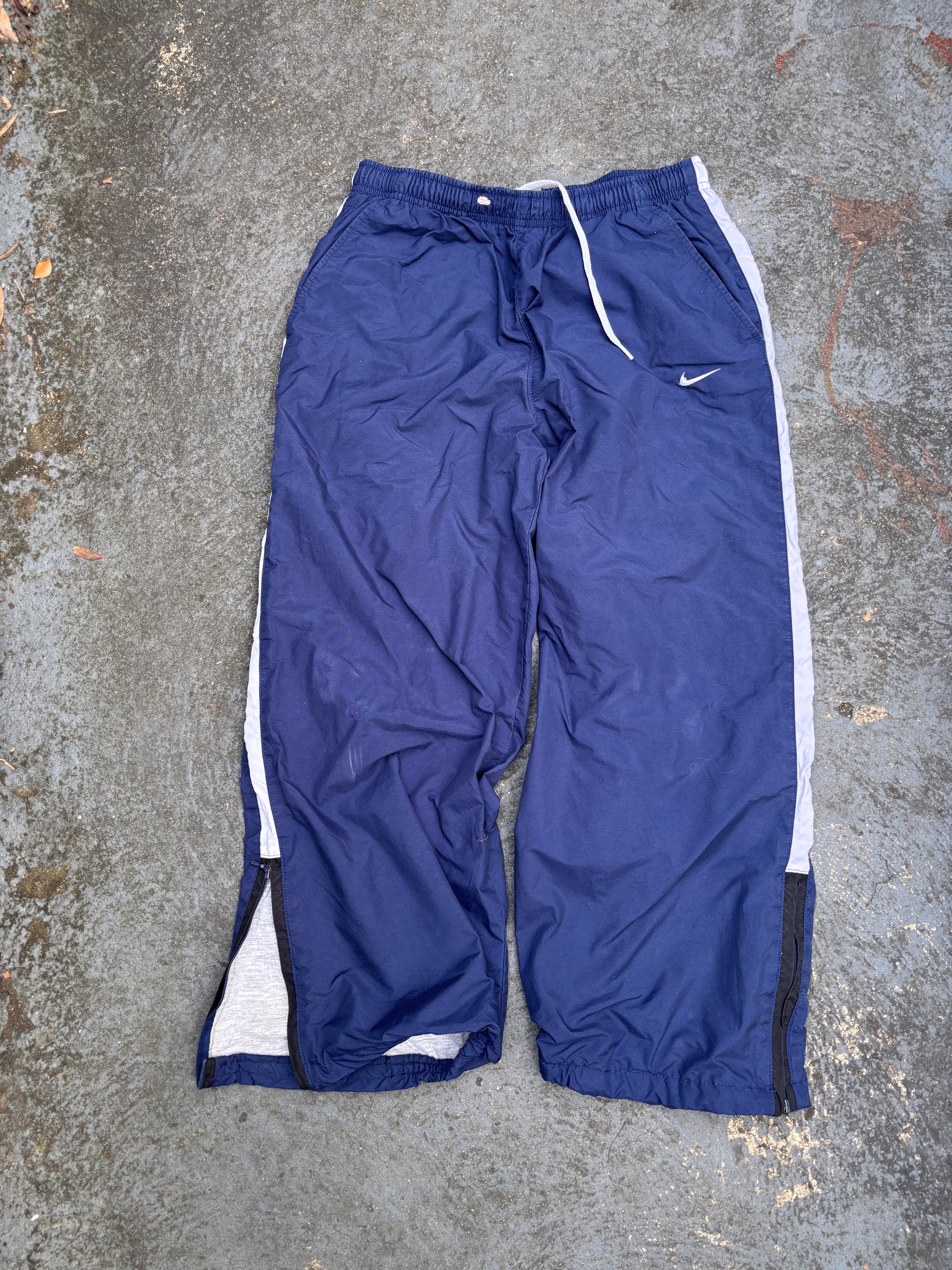 Vintage Y2K Nike Track Pants Womens M Navy White Detail 3/4 Length Wide Leg