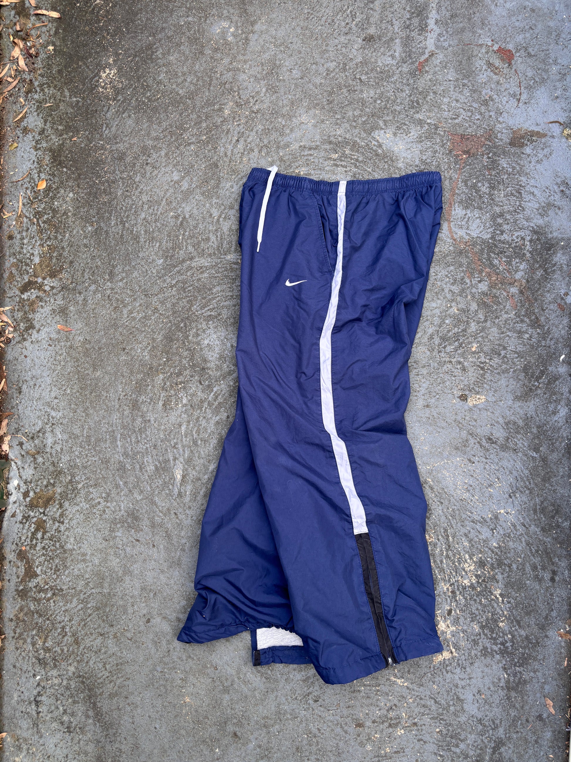Vintage Y2K Nike Track Pants Womens M Navy White Detail 3/4 Length Wide Leg