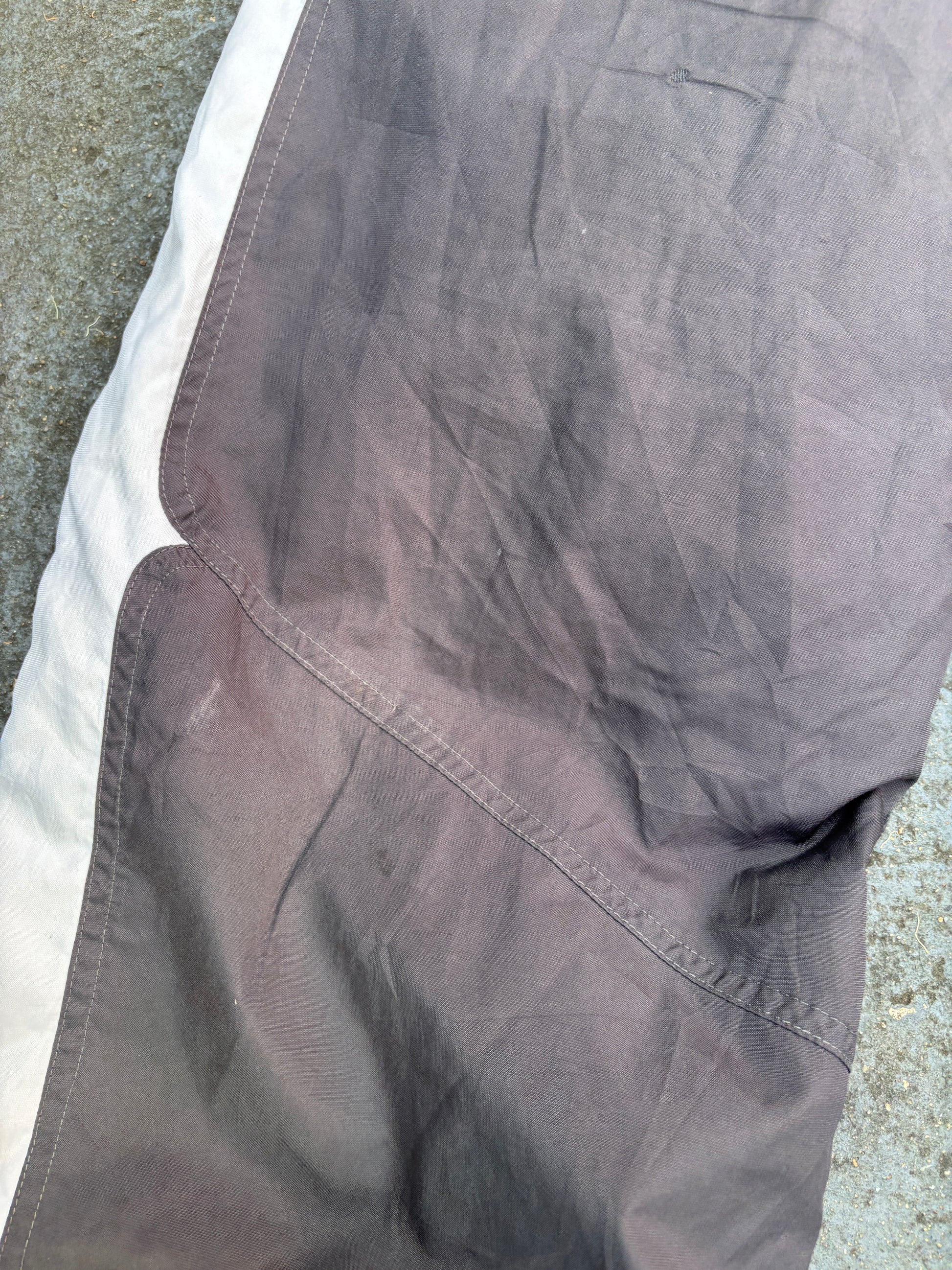 Vintage Y2K Nike Track Pants Womens M Grey White Swoosh Side Detail Wide Leg 7/8 Capri
