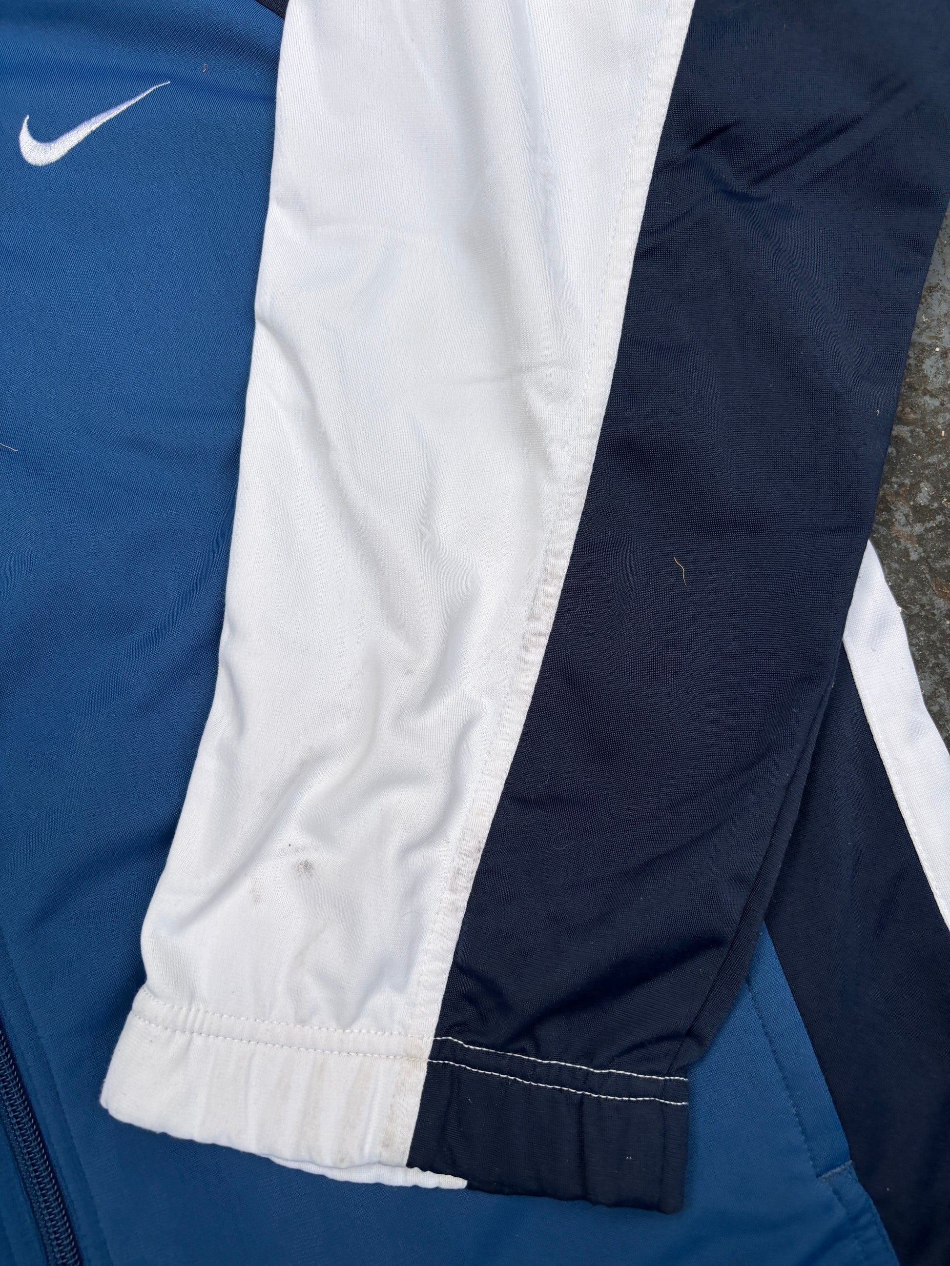 Vintage 90s Nike Jacket Size M Navy White Detail Spell Out Logo Full Zip Mock Neck