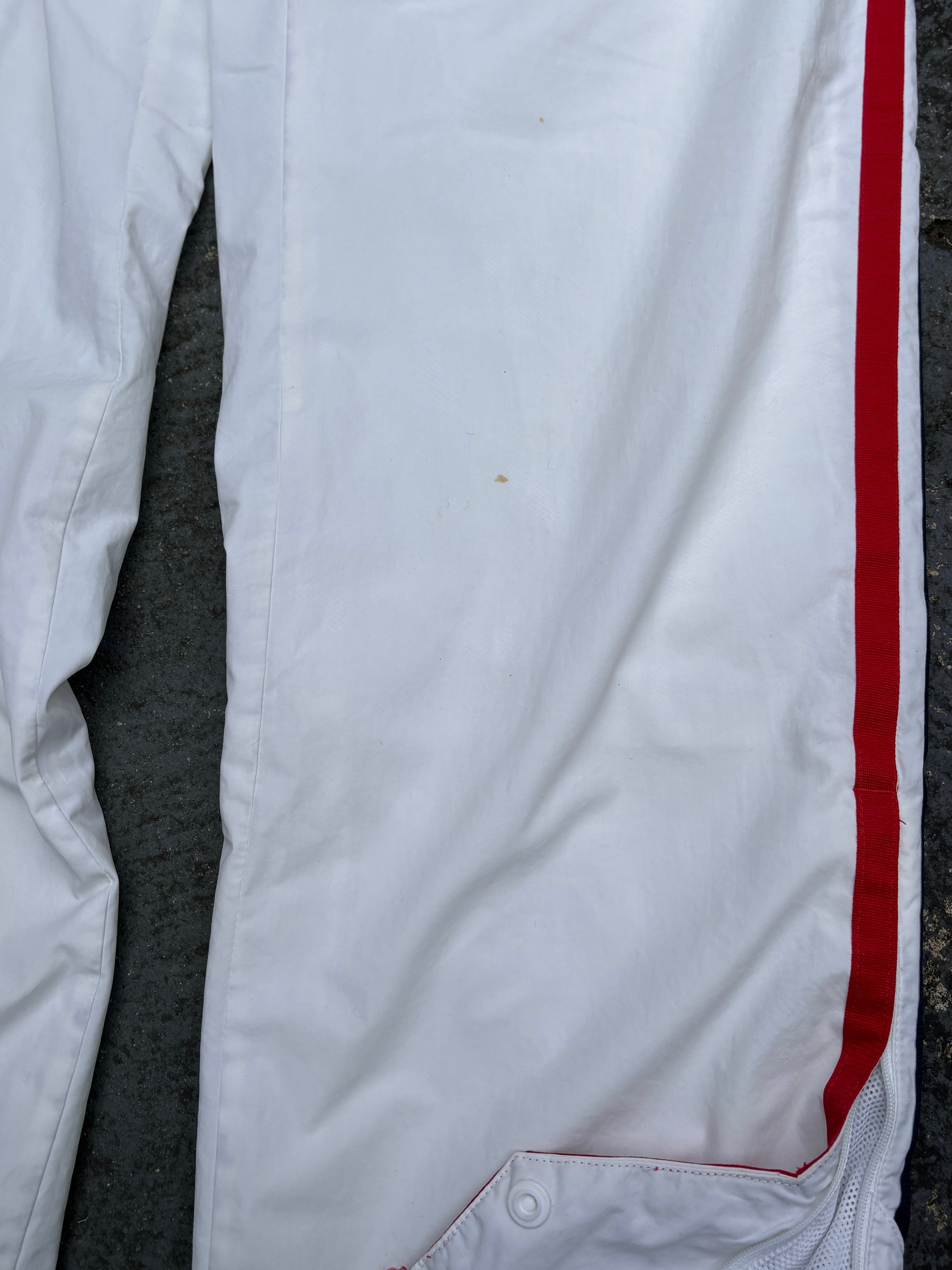 Vintage Y2K Nike Track Pants M White Red Blue Detail Wide Leg Ankle Zip Windbreakers