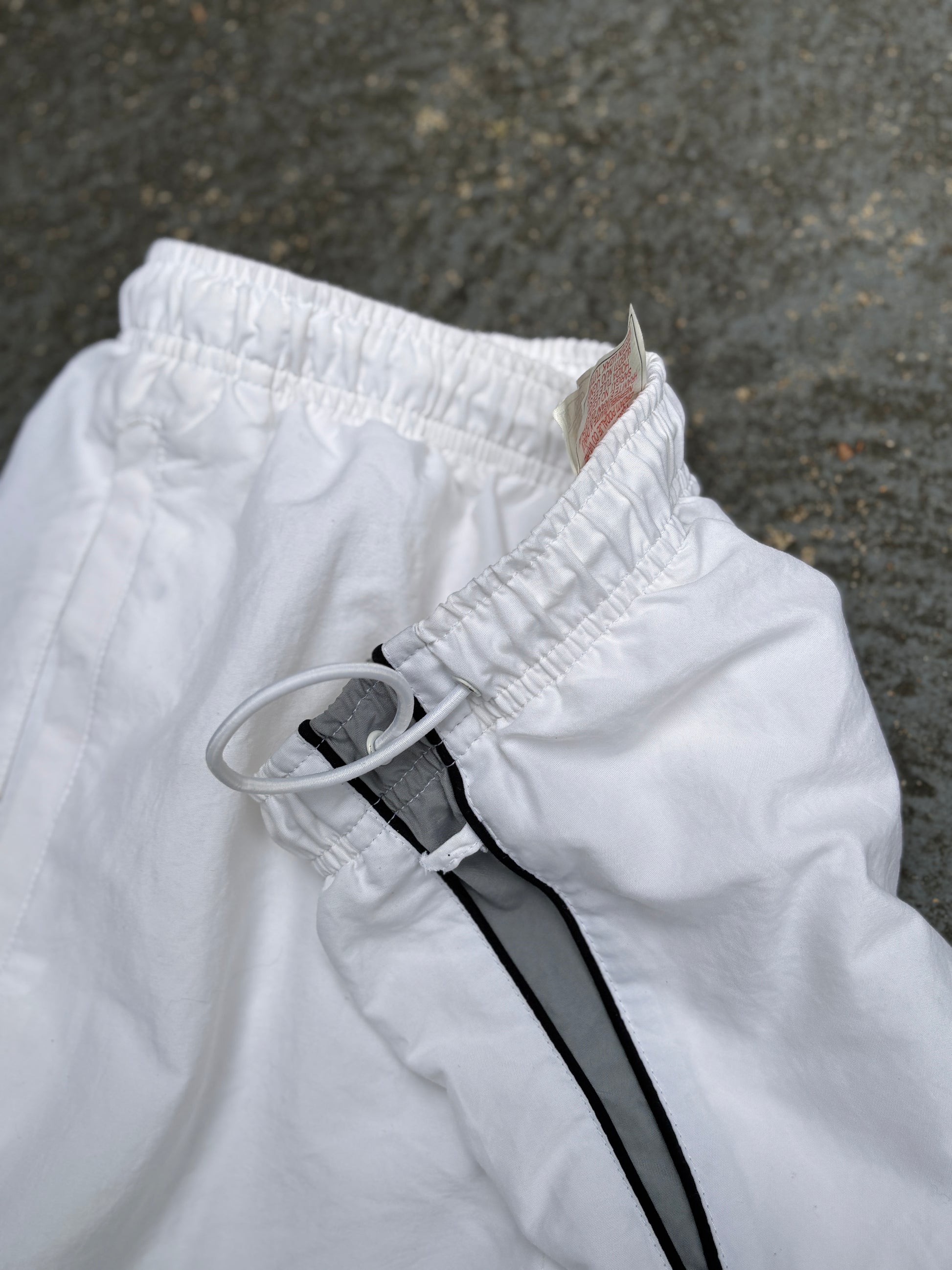Vintage Y2K Nike Track Pants Size S White Grey Detail Wide Leg Bungee Tab Windbreakers
