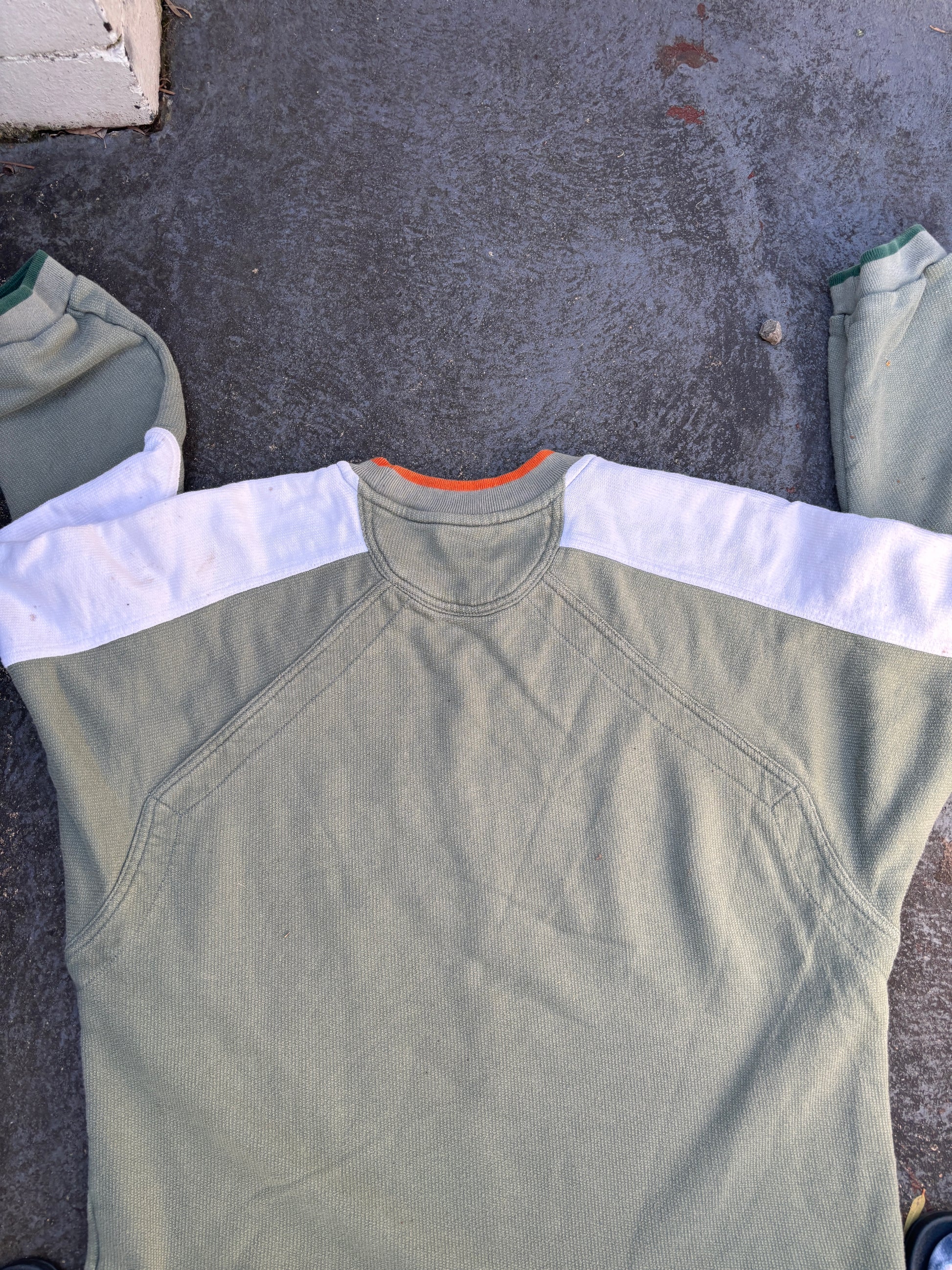 Vintage 90s Nike Jumper Size L Green Waffle Texture Spell Out Sweatshirt