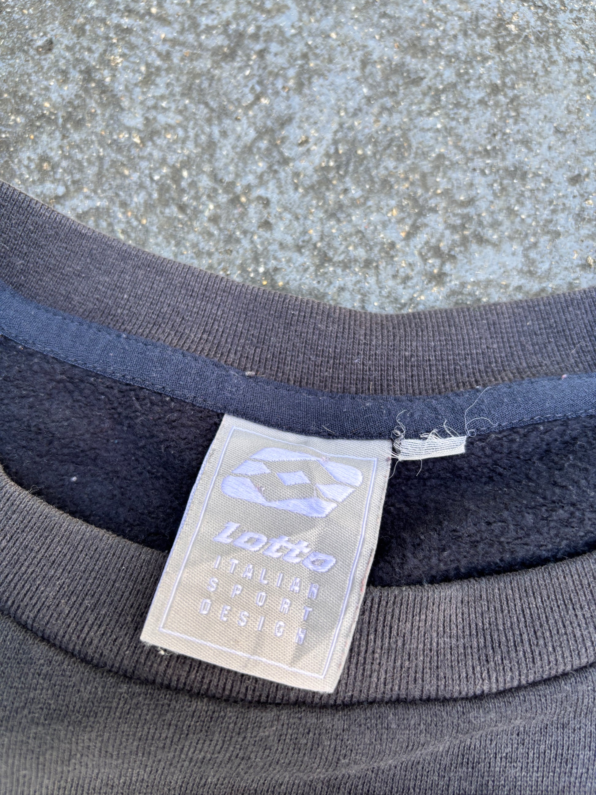 Vintage 90s Lotto Jumper Size XL Navy Two-Tone Spell Out Sweatshirt
