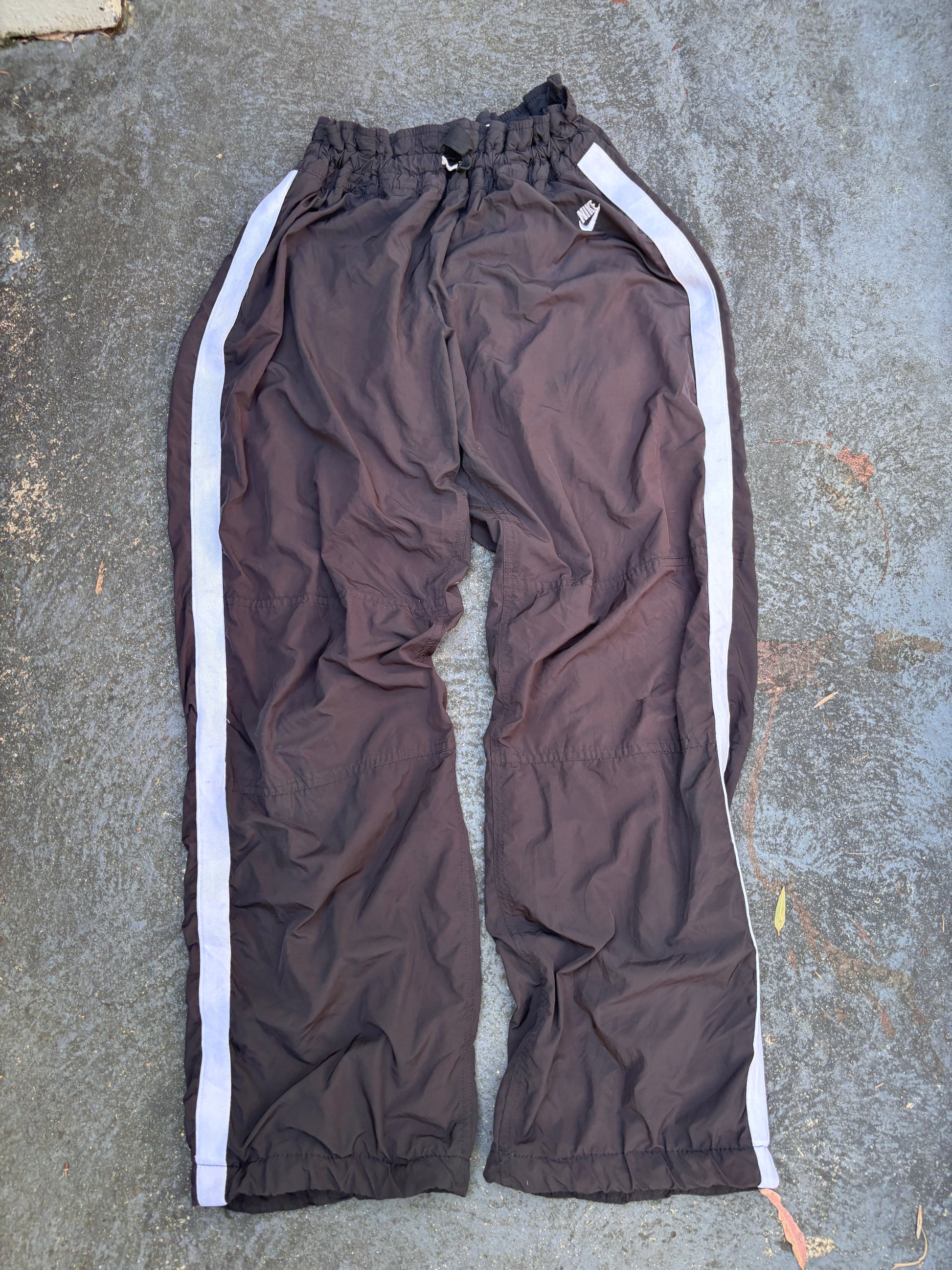 Vintage Y2K Nike Track Pants Women’s Size M Black Grey Detail Wide Leg Cuffed Ankle