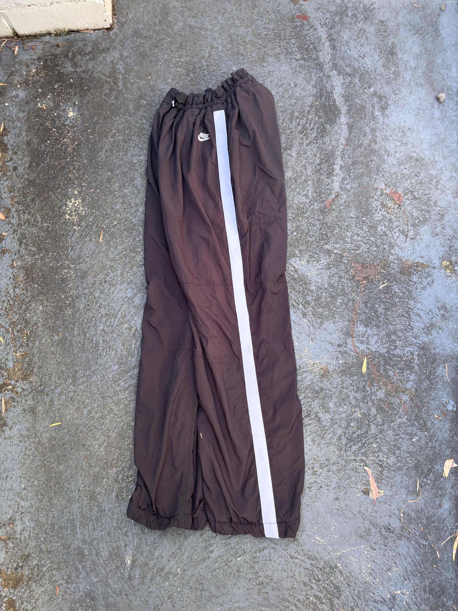 Vintage Y2K Nike Track Pants Women’s Size M Black Grey Detail Wide Leg Cuffed Ankle