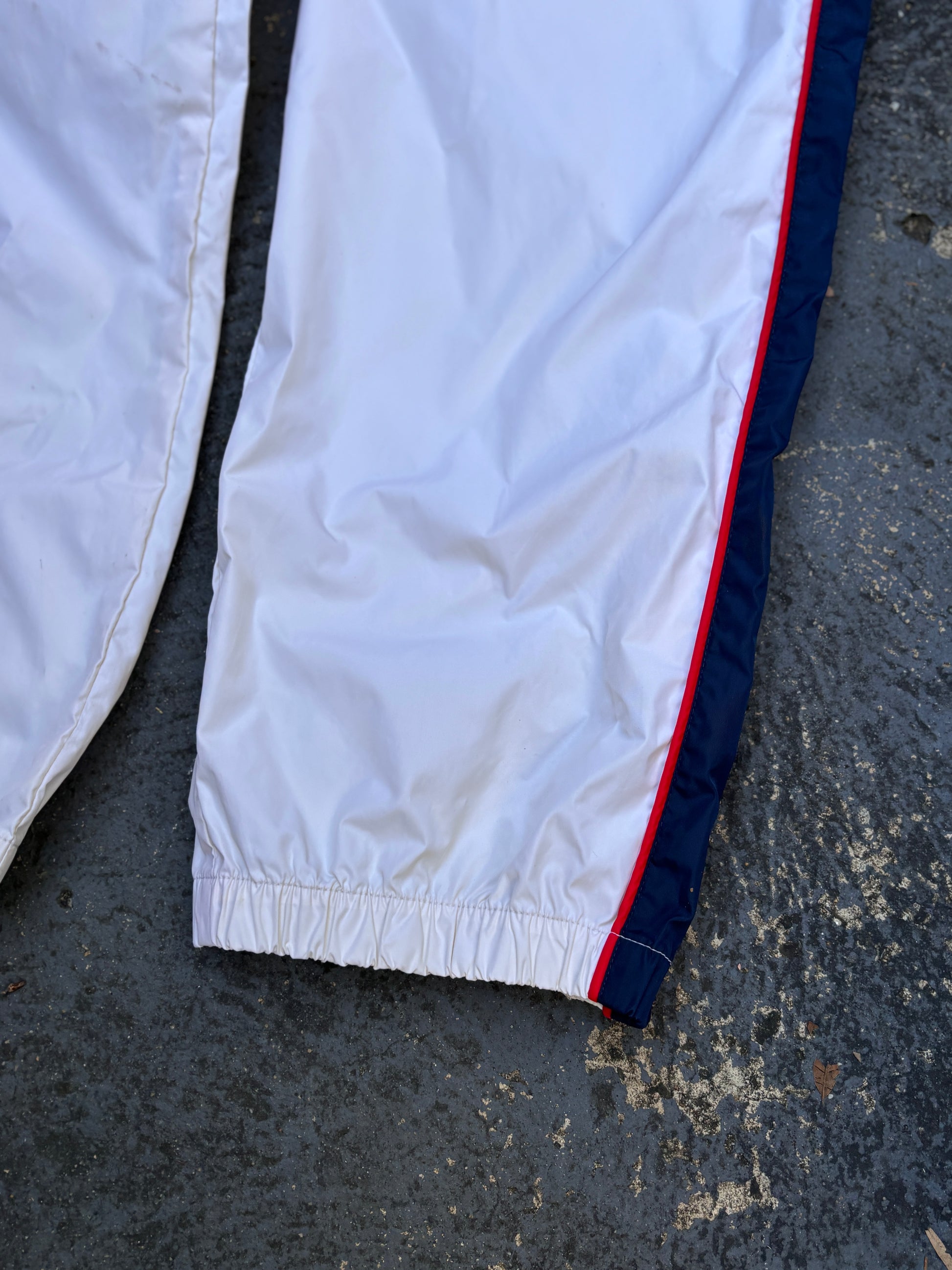 Vintage 90s Tommy Hilfiger Athletics Track Pants Size L White Blue Red Spell Out Nylon Windbreaker
