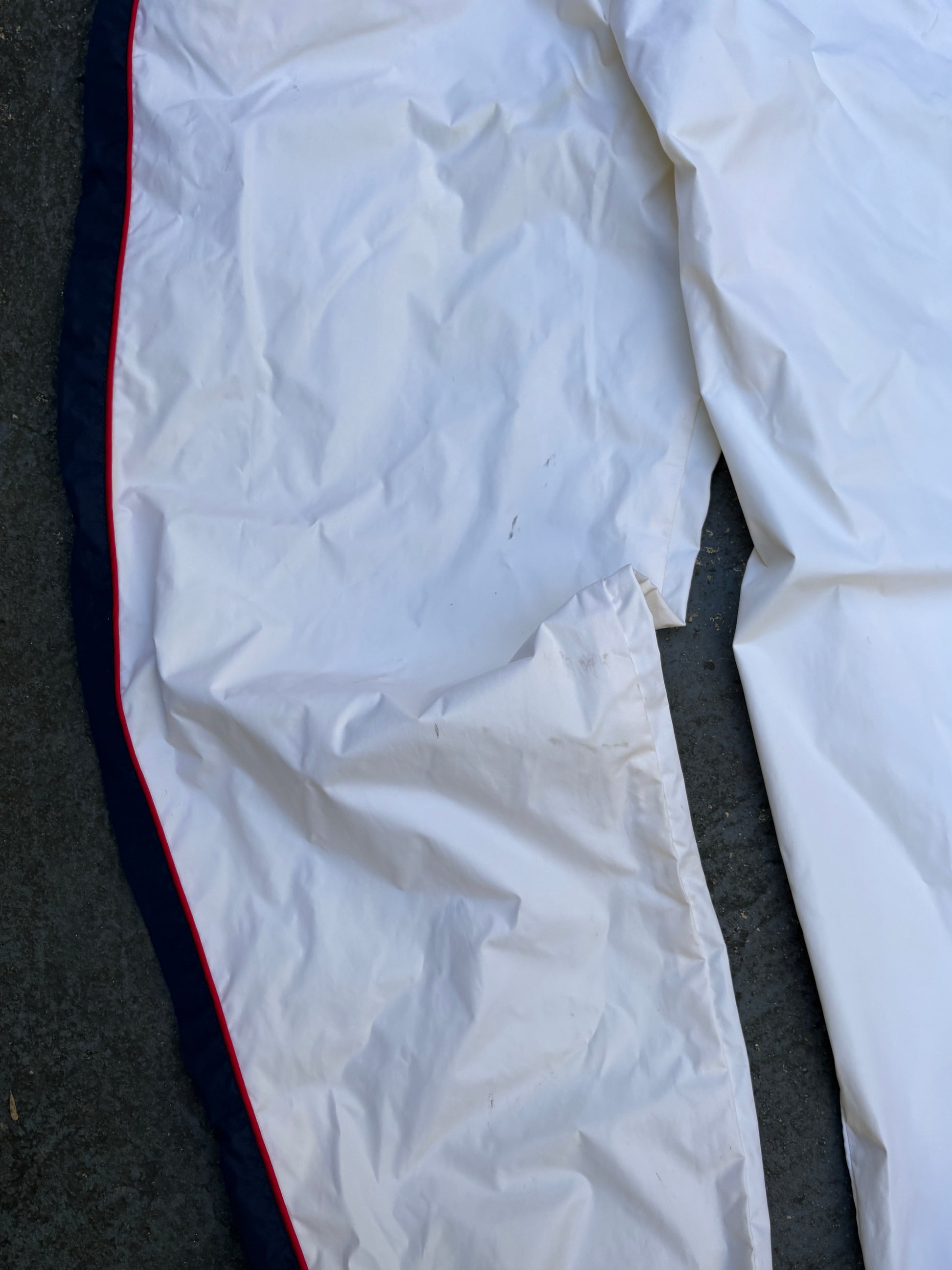 Vintage 90s Tommy Hilfiger Athletics Track Pants Size L White Blue Red Spell Out Nylon Windbreaker