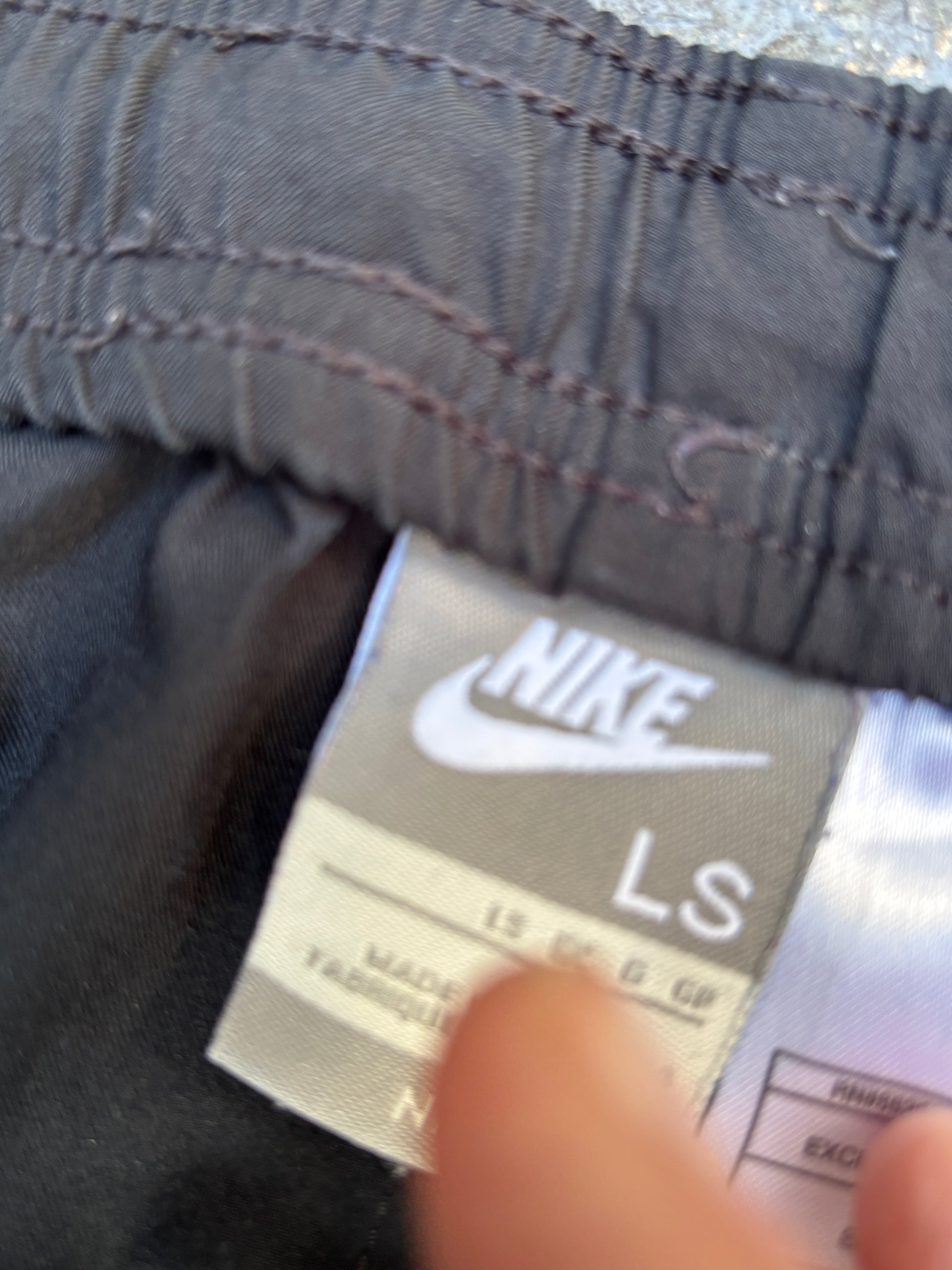 Vintage Y2K Nike Track Pants Women’s L Black White Detail Wide Leg Ankle Logo