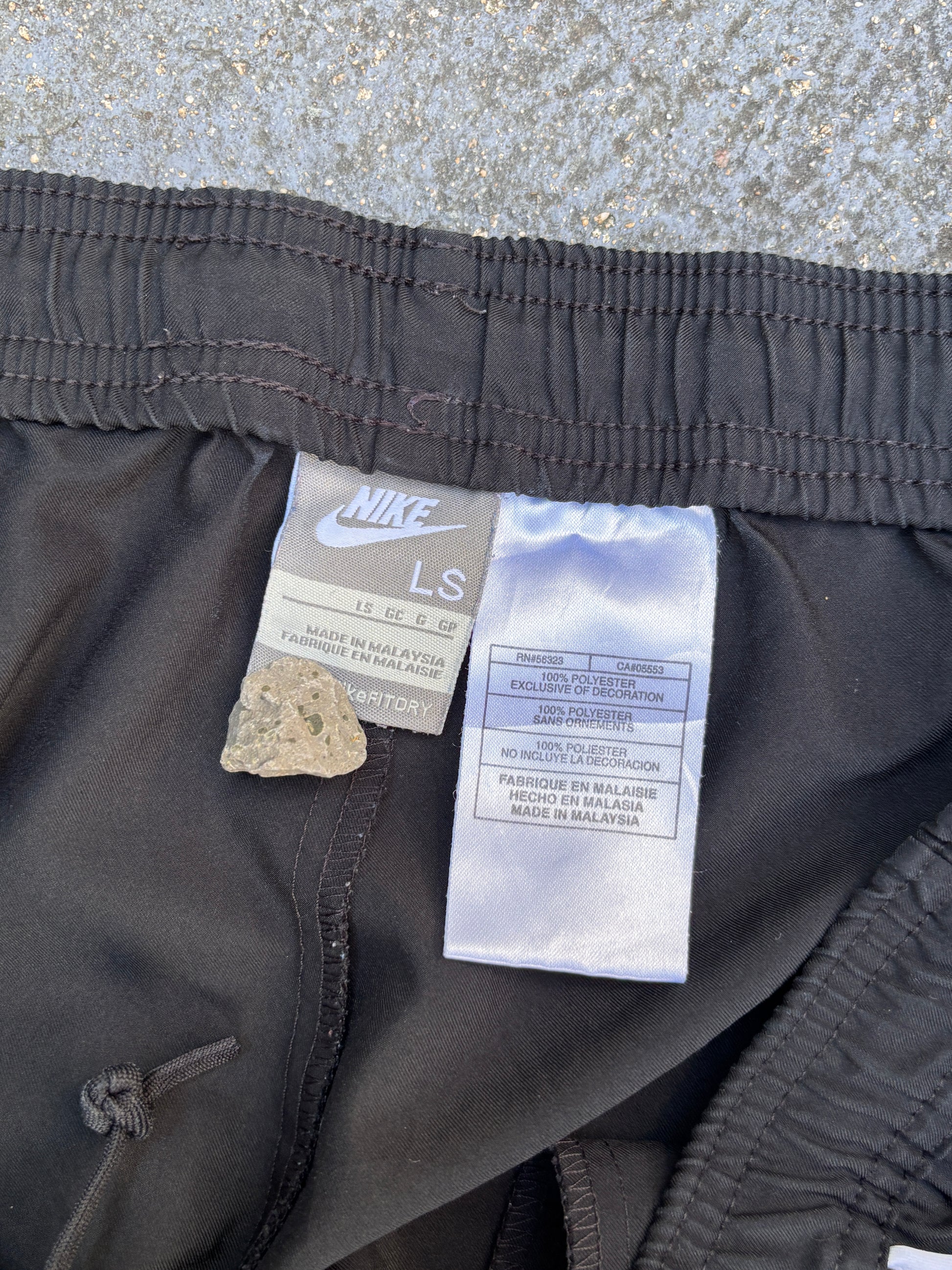 Vintage Y2K Nike Track Pants Women’s L Black White Detail Wide Leg Ankle Logo