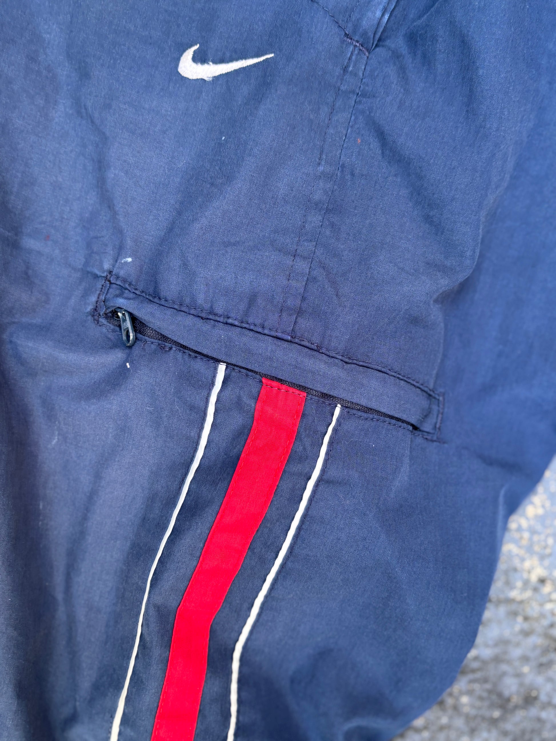 Vintage Y2K Nike Cargo Track Pants Size L Navy Red Detail Wide Leg