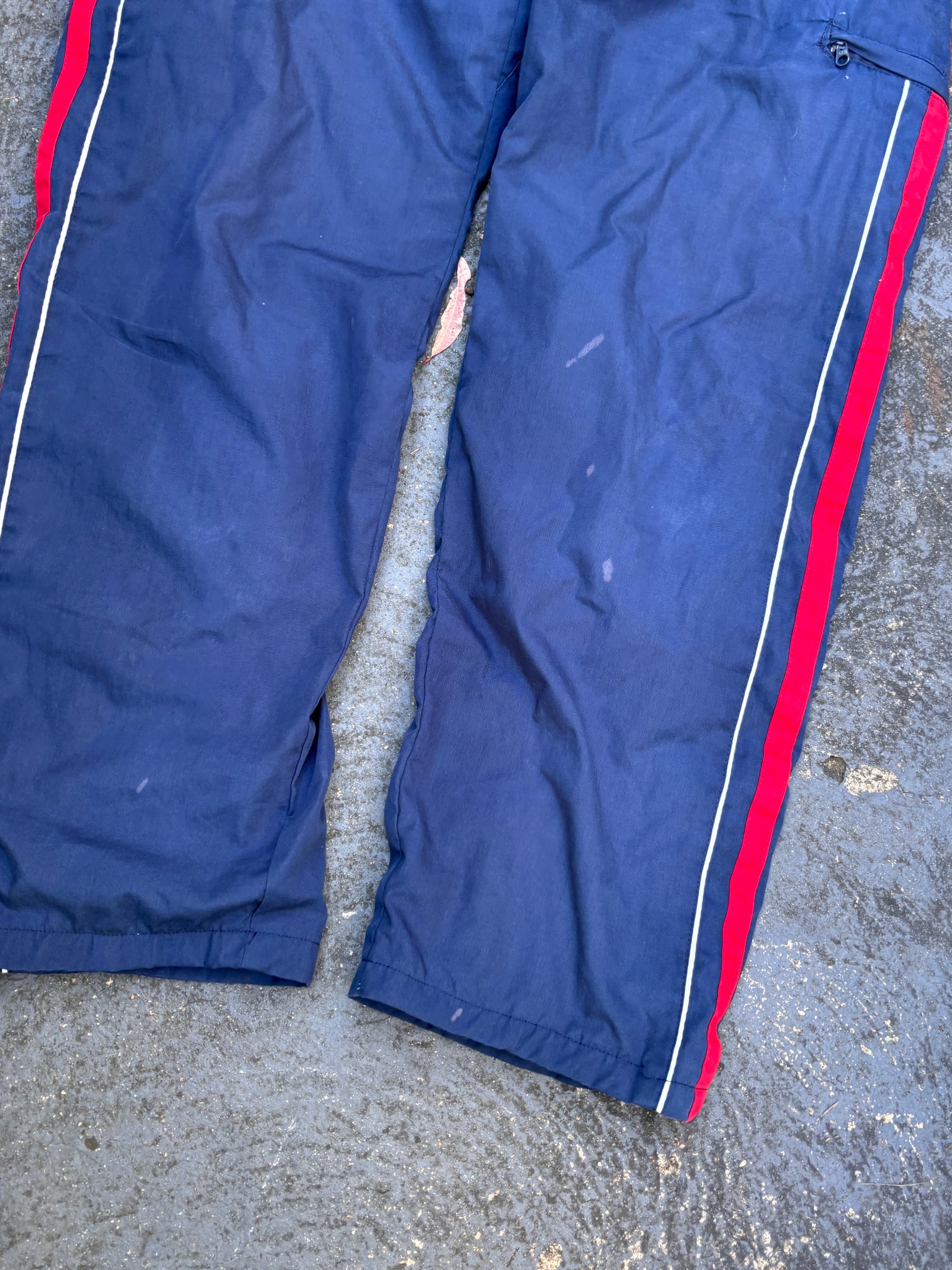 Vintage Y2K Nike Cargo Track Pants Size L Navy Red Detail Wide Leg