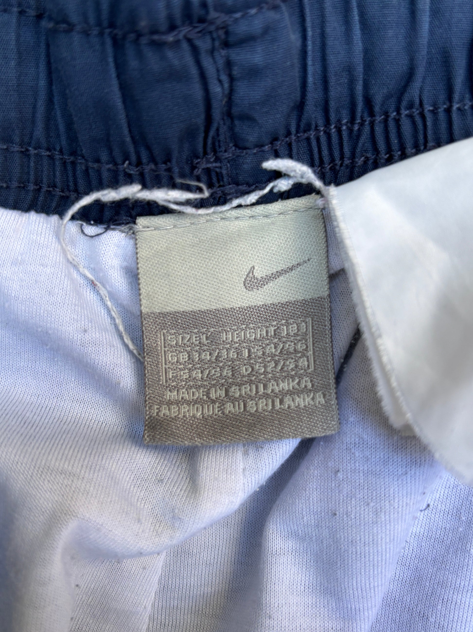 Vintage Y2K Nike Cargo Track Pants Size L Navy Red Detail Wide Leg