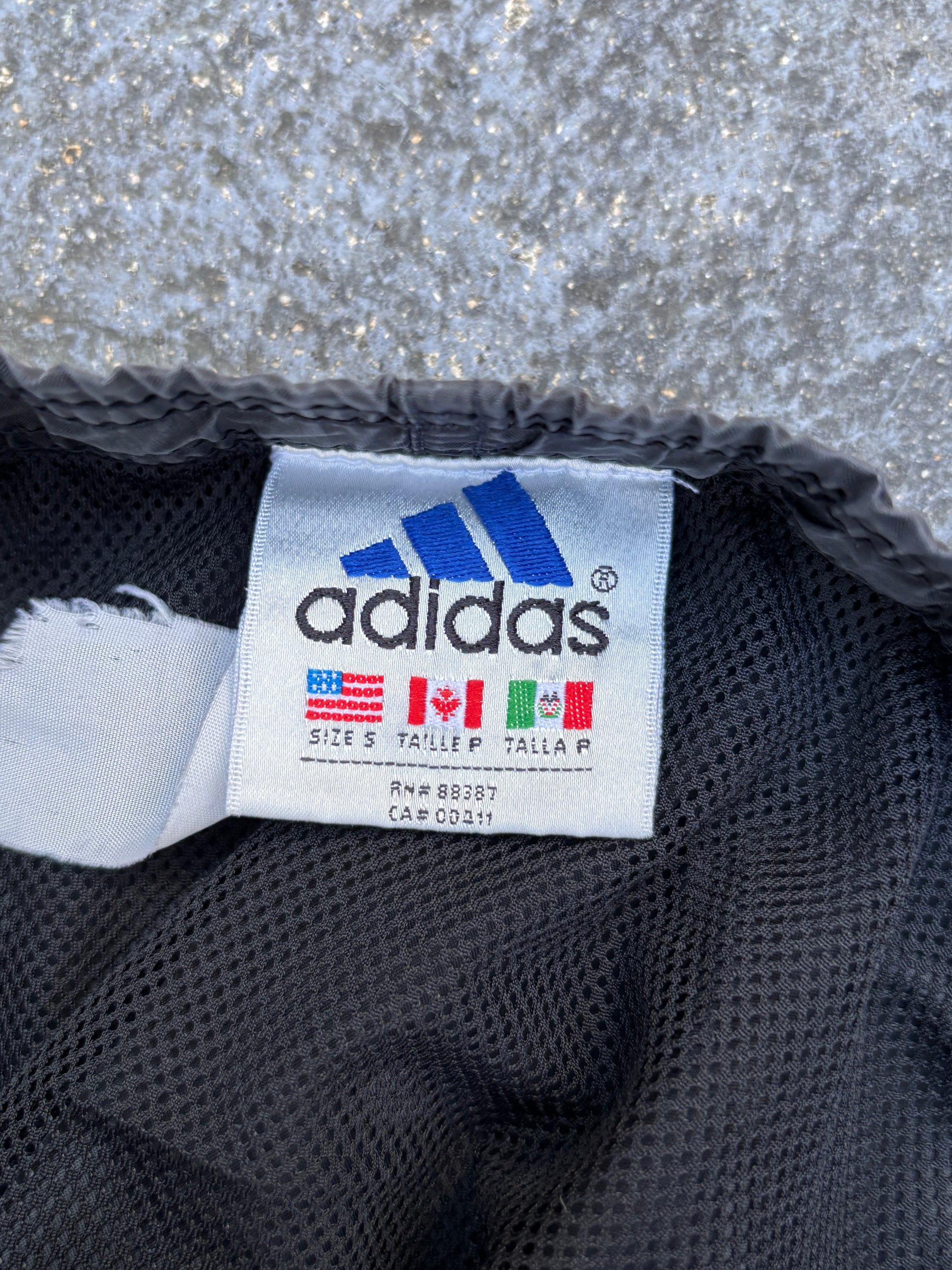 Vintage 90s Adidas Track Pants Size S Black Wide Leg Tearaway Popper Sides