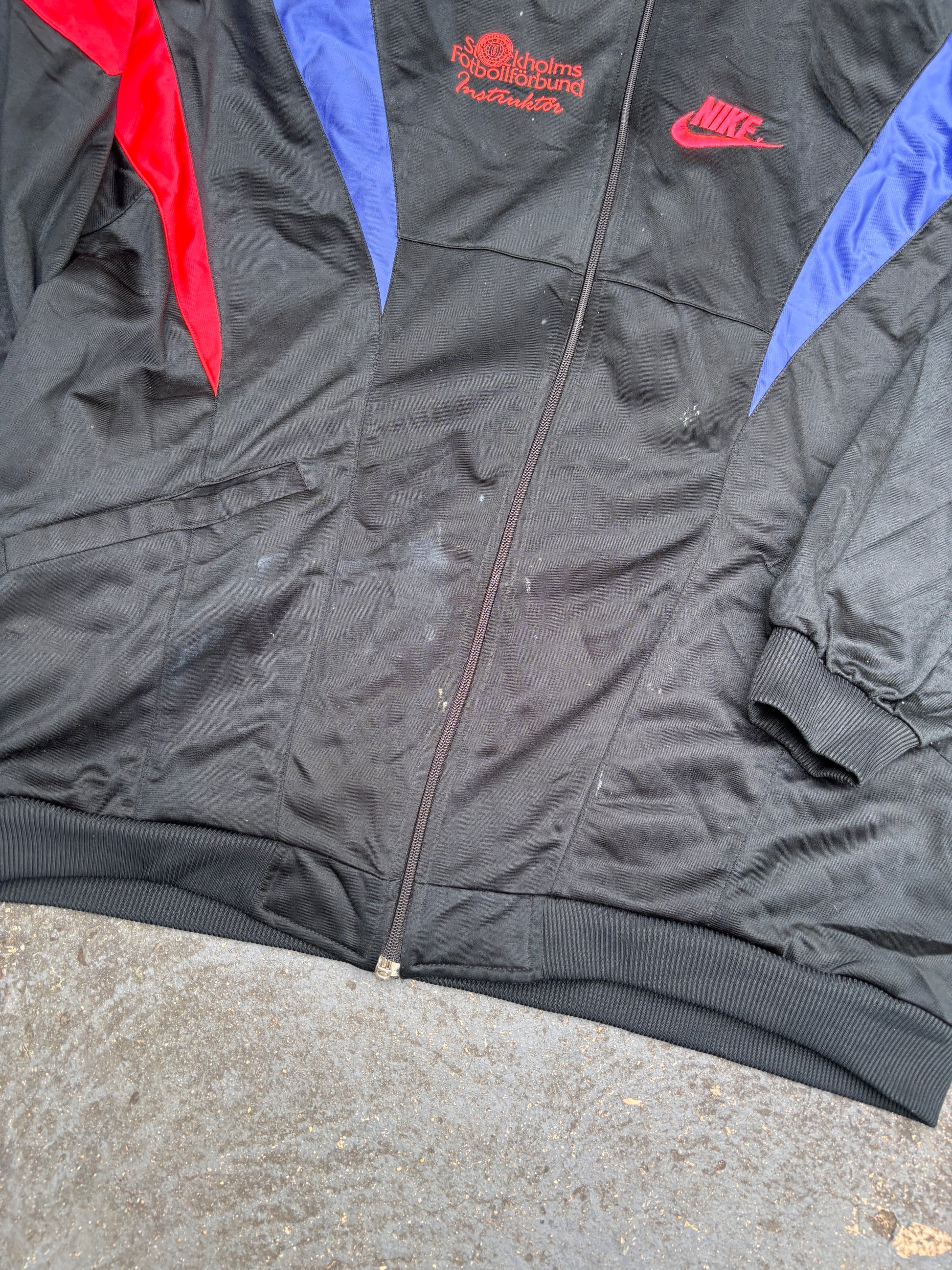 Vintage 90s Nike Jacket Size XL Black Fluro Football Camp Satin Style Windbreaker