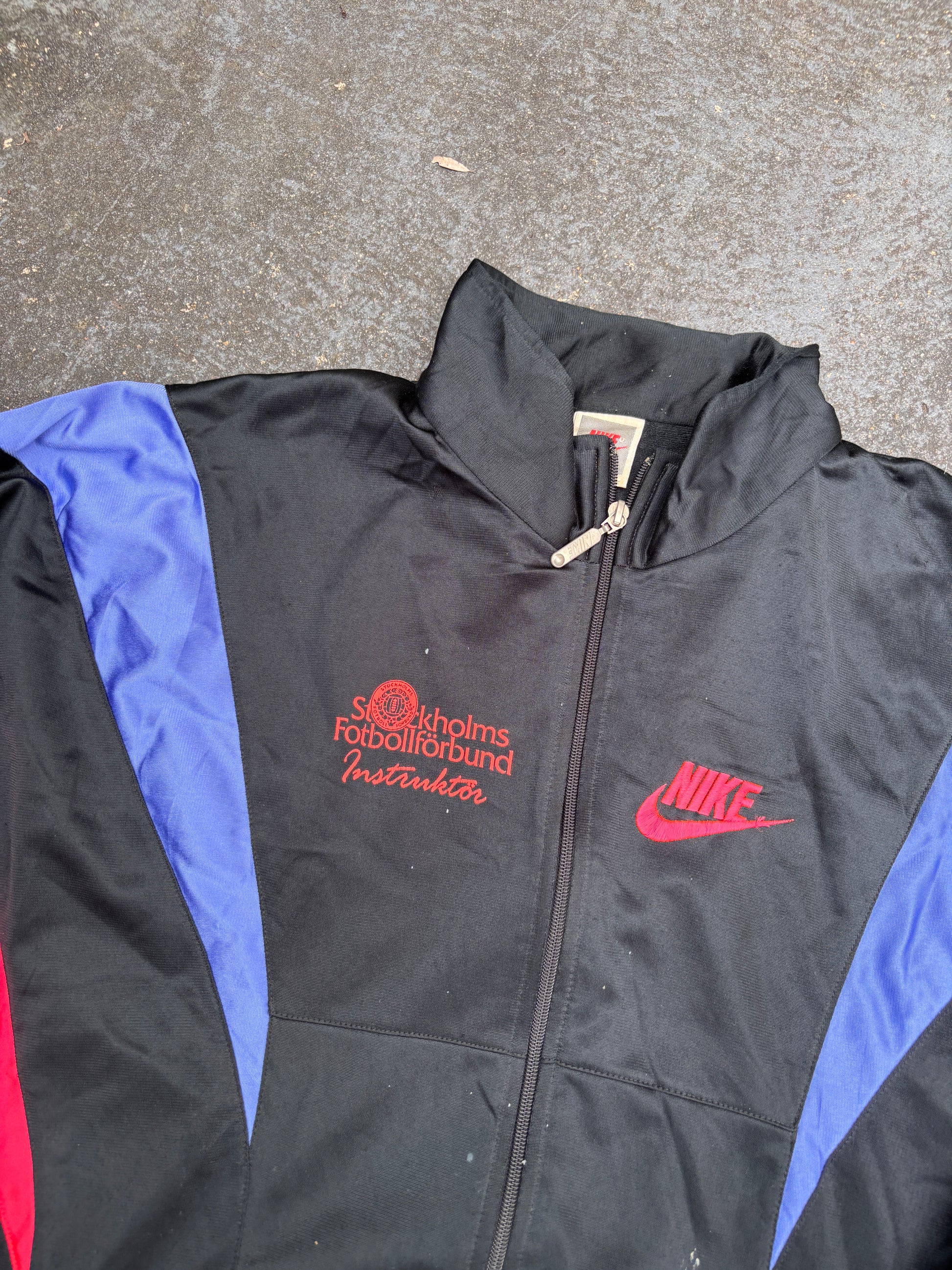 Vintage 90s Nike Jacket Size XL Black Fluro Football Camp Satin Style Windbreaker