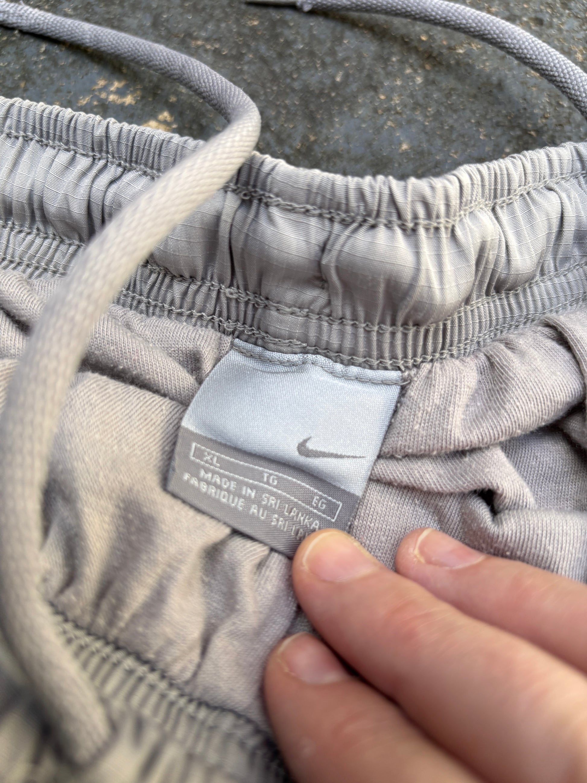 Vintage Y2K Nike Track Pants Size XL Grey Blue Swoosh Wide Leg Ankle Zip Windbreaker