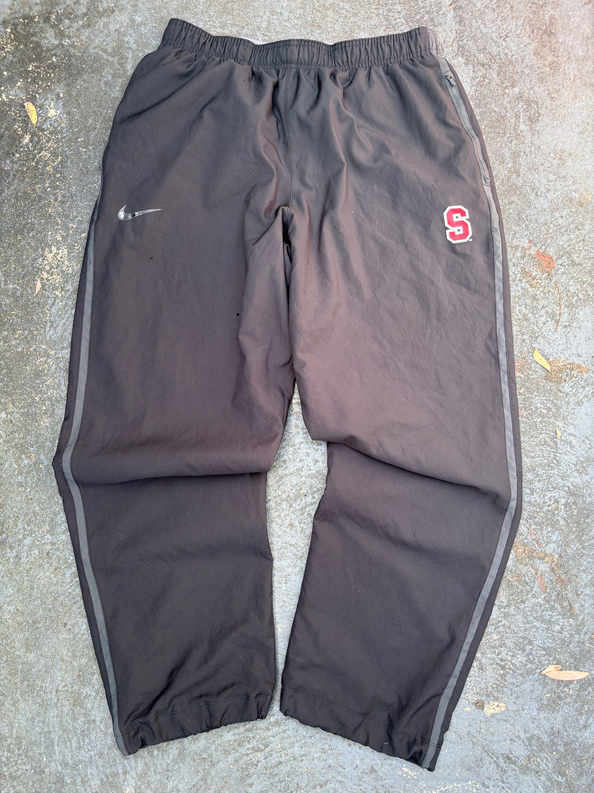 Nike Dri-Fit Track Pants Size XXL Black School Team Logo Wide Leg Ankle Zip