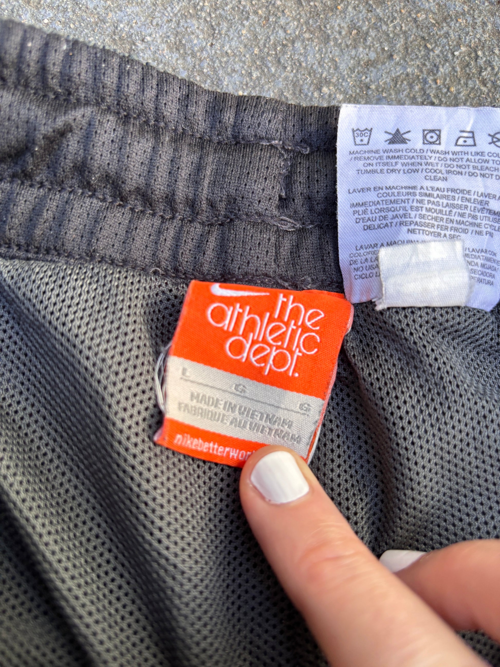 Vintage Y2K Nike Track Pants Size L Grey Black Piping Swoosh Wide Leg Bungee Ankle