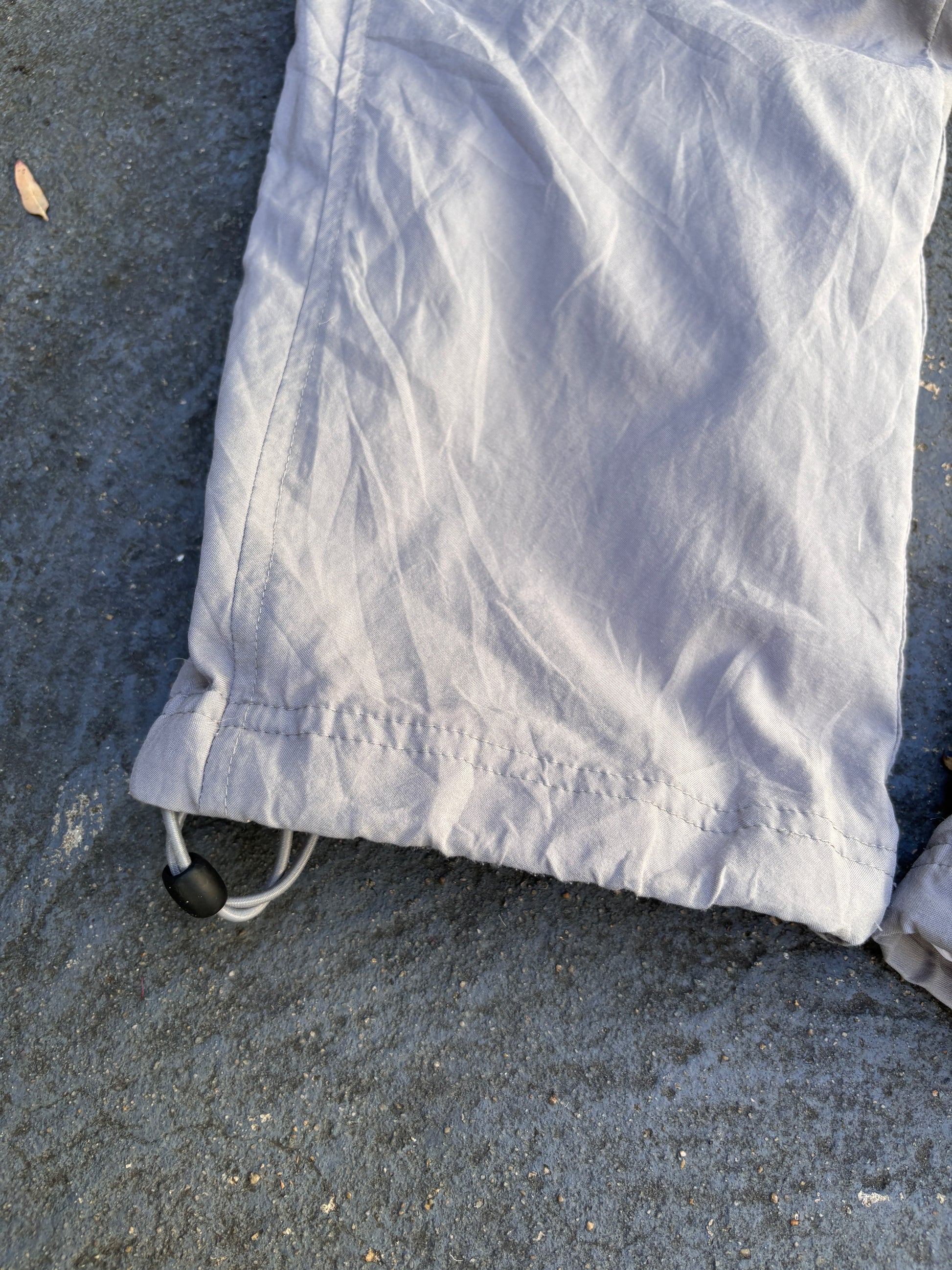 Vintage Y2K Nike Track Pants Size S Grey Navy Swoosh Bungee Ankle