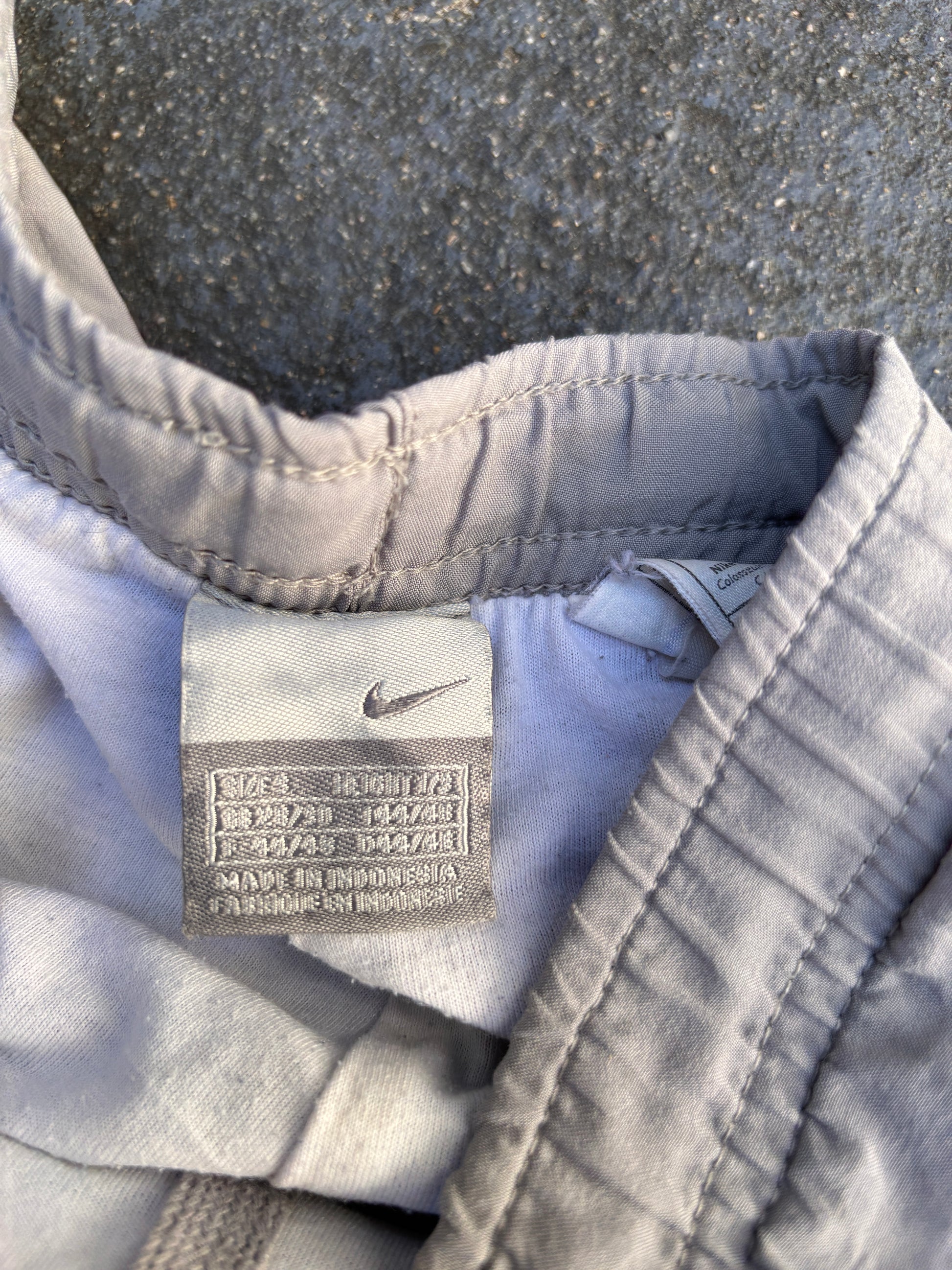 Vintage Y2K Nike Track Pants Size S Grey Navy Swoosh Bungee Ankle