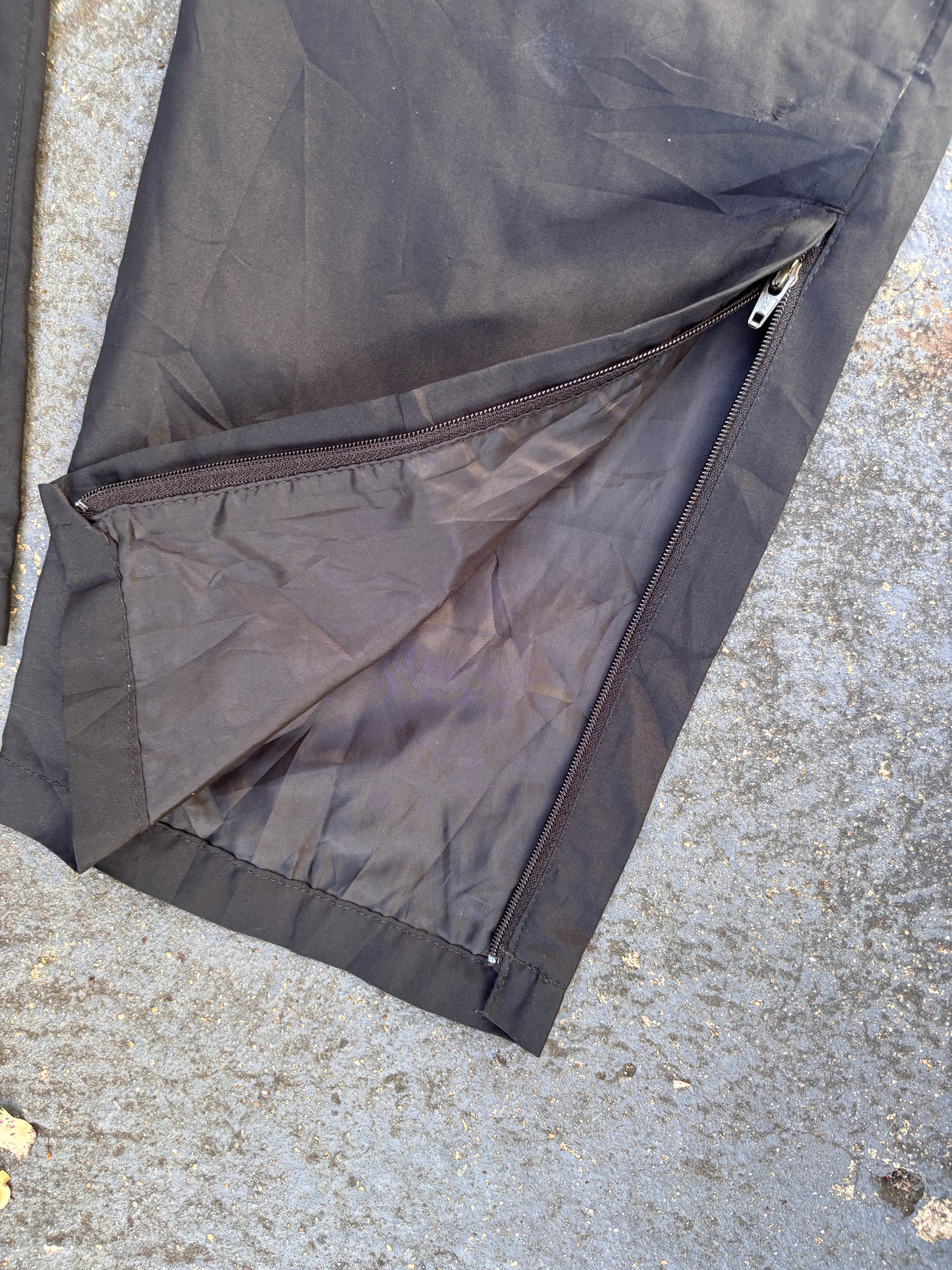 Nike Dri-Fit Track Pants Size S Black White Swoosh Straight Leg Ankle Zip