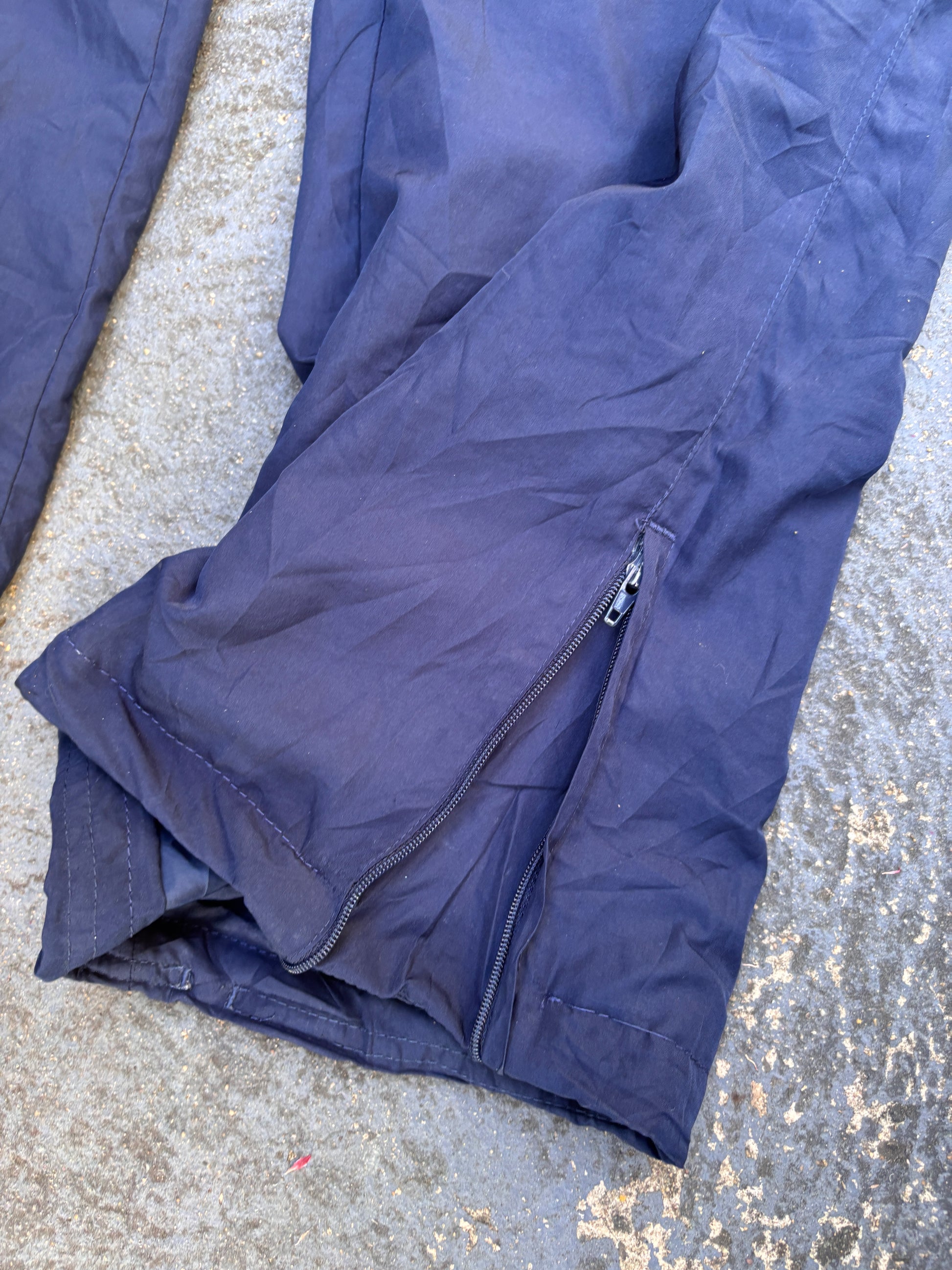 Vintage Y2K Nike Track Pants Size M Navy White Detail Just Do It Back Wide Leg Ankle Zip