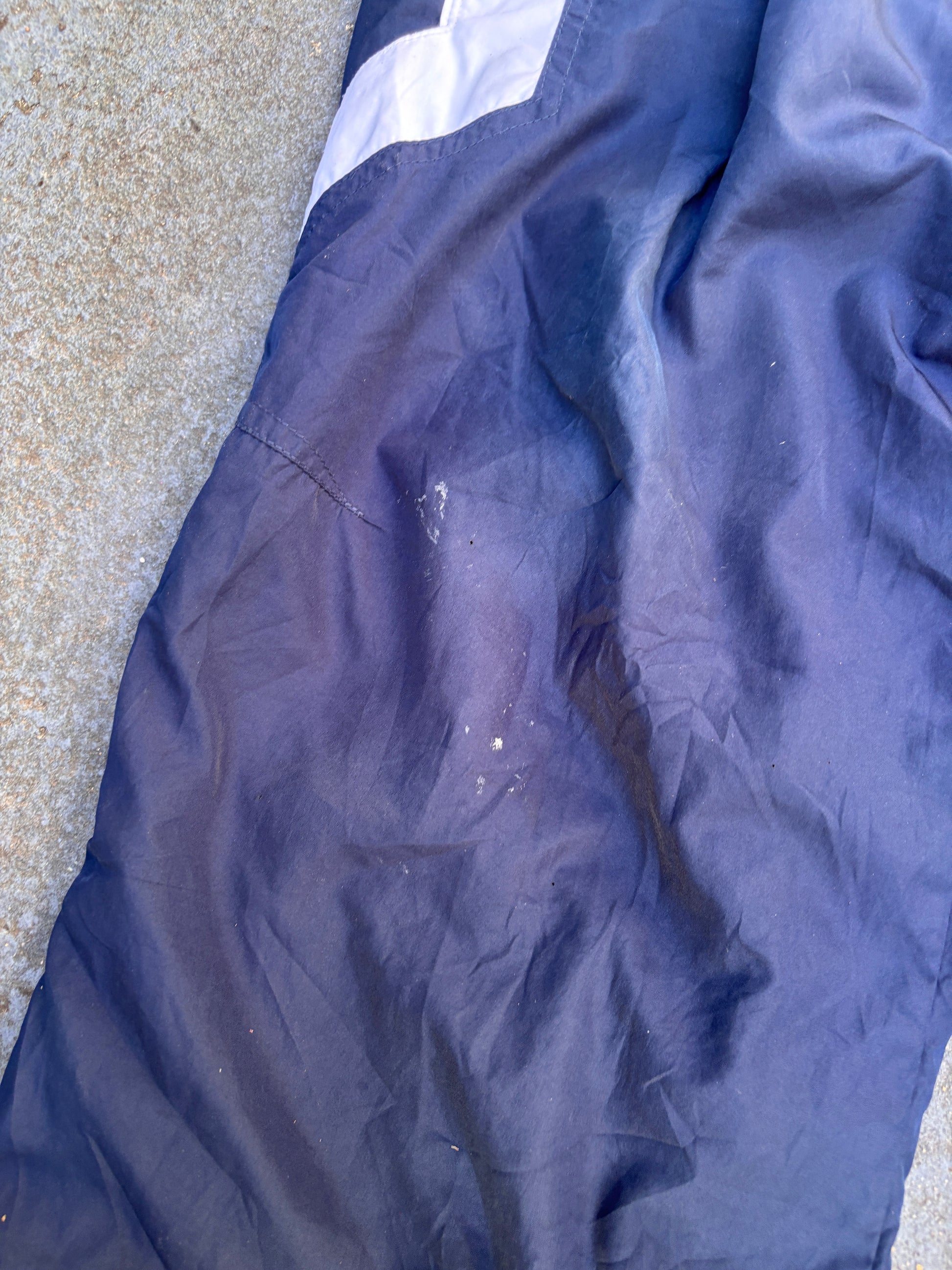 Vintage Y2K Nike Track Pants Size M Navy White Detail Just Do It Back Wide Leg Ankle Zip