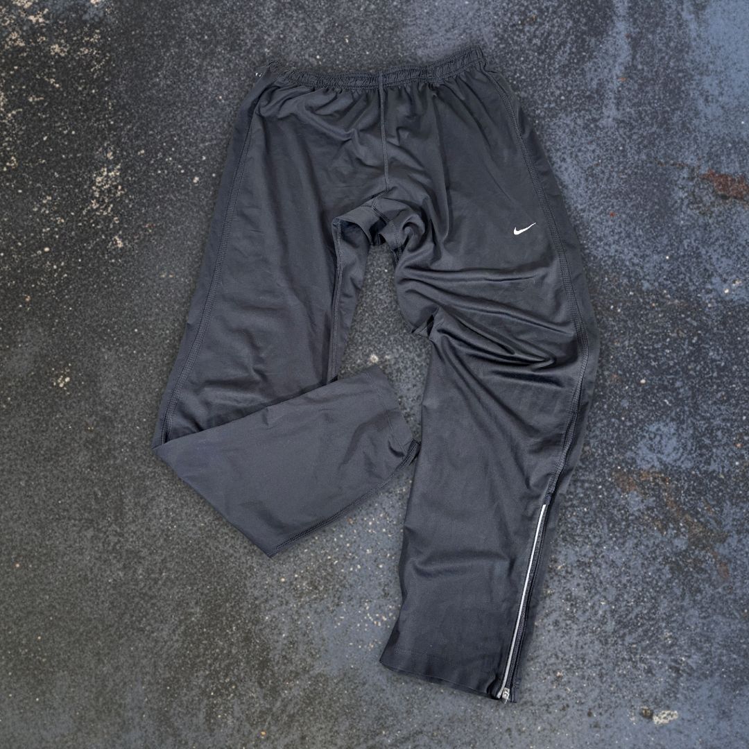 Nike Dri-Fit Track Pants Size XL Black Running Workout Straight Leg Ankle Zip