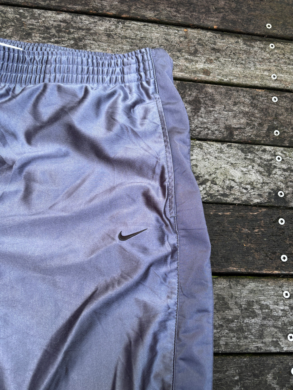 Nike Y2K Dark Grey Satin Tearaway Track Pants Size L